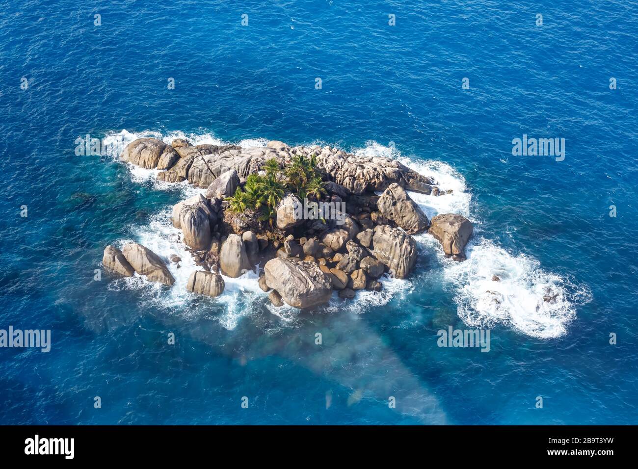 Seychelles palm island nature vacation holidays symbolic picture paradise ocean drone view aerial photo holiday Stock Photo