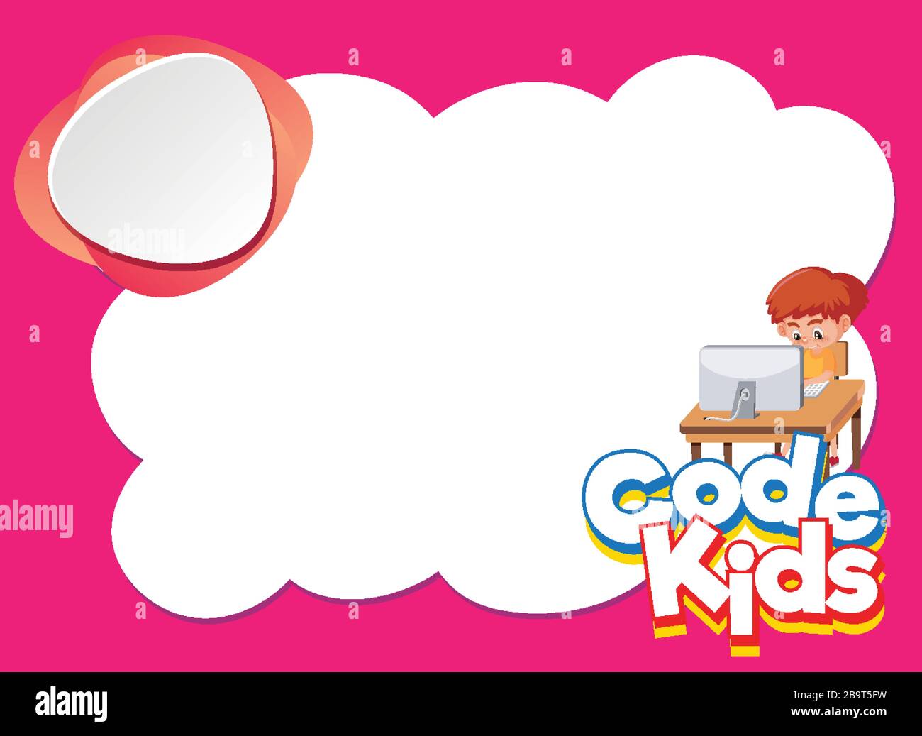 Background design template with boy working on computer illustration ...