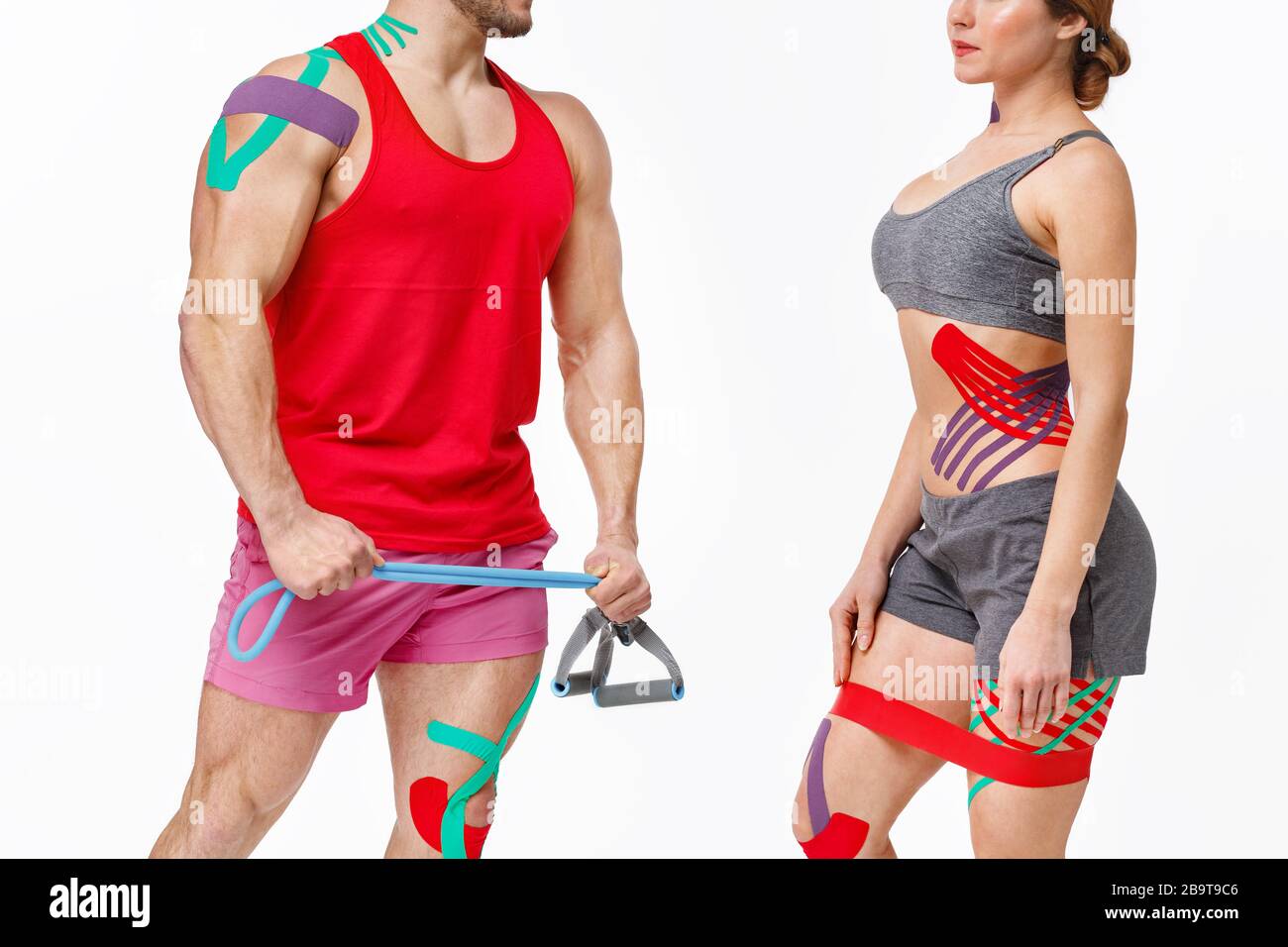 Kinesiology taping. Post traumatic rehabilitation, sport physica Stock