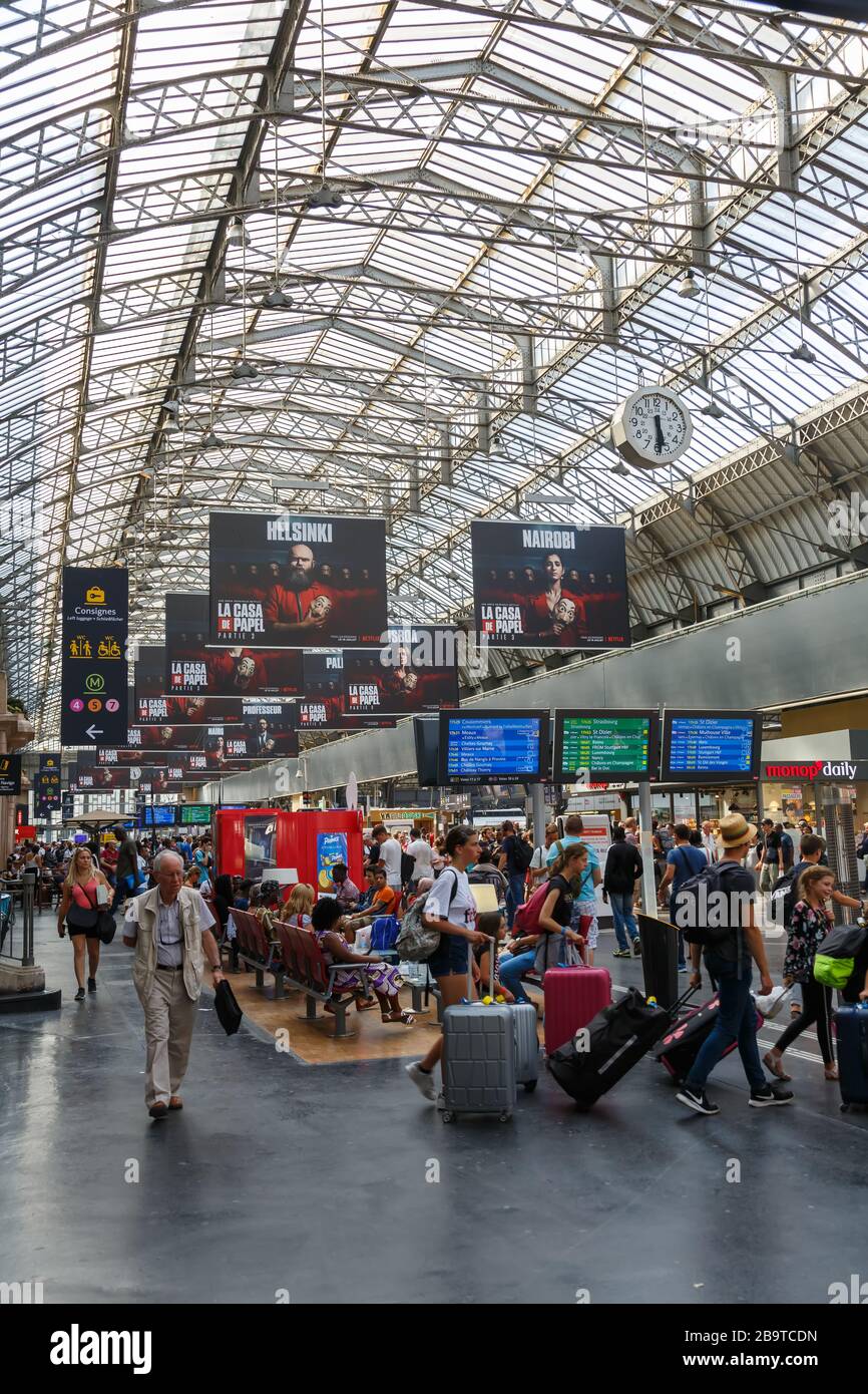 Paris, France – July 23, 2019: Paris Est railway station in France. Stock Photo
