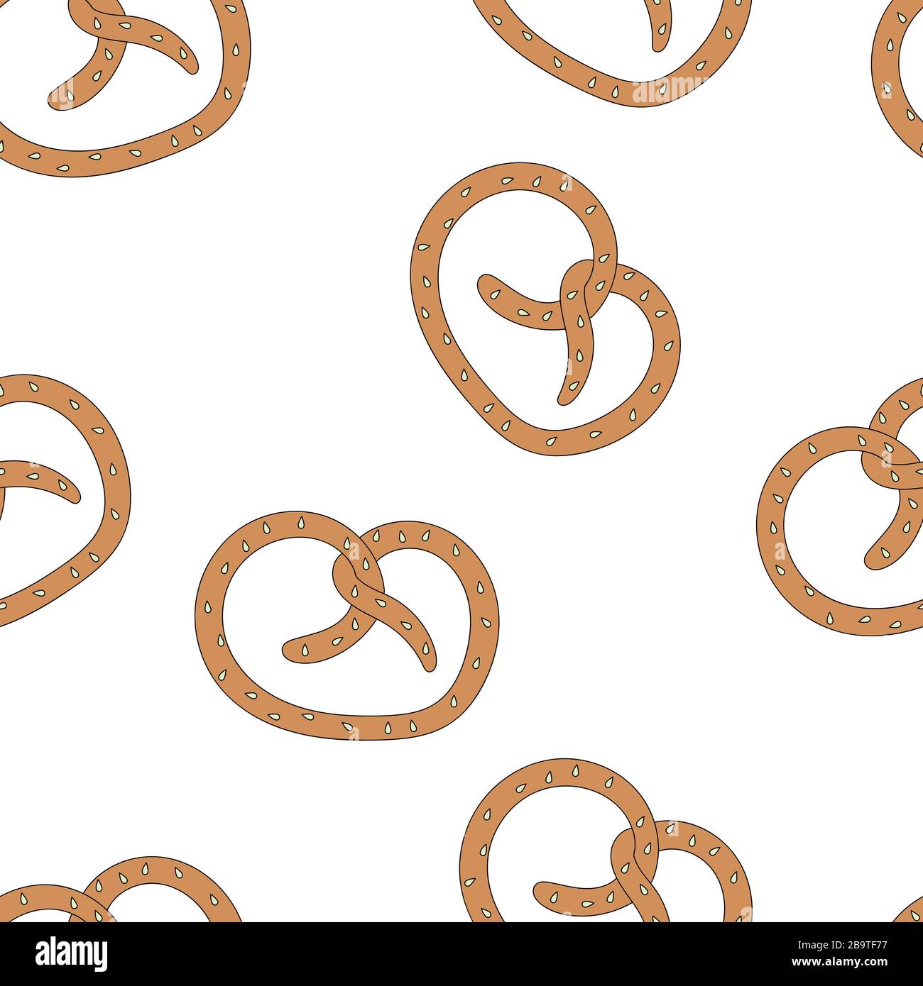 pretzel seamless pattern vector cookie snack bread isolated wallpaper background white. Stock Vector