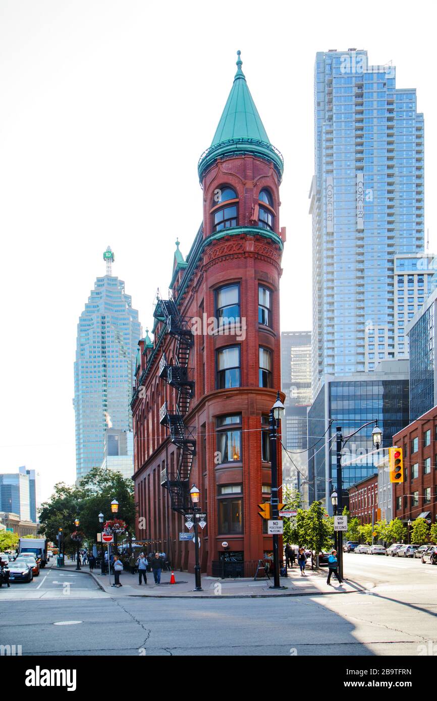 Gooderham or Flatiron Building in downtown Toronto - Toronto, Ontario, Canada Stock Photo