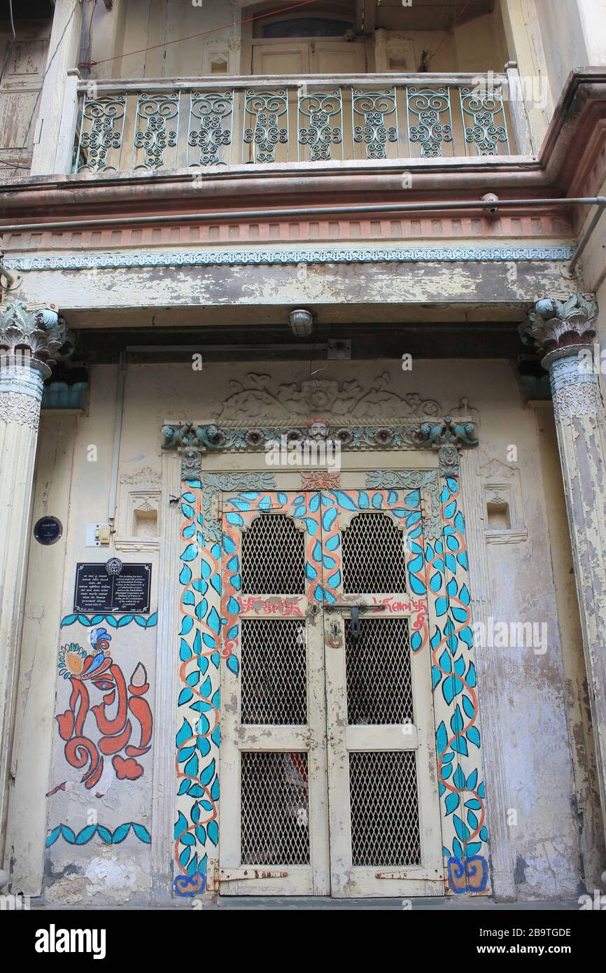 Grade 2 Listed Building in Ahmedabad Old City - a UNESCO World Heritage City, Gujarat, India Stock Photo