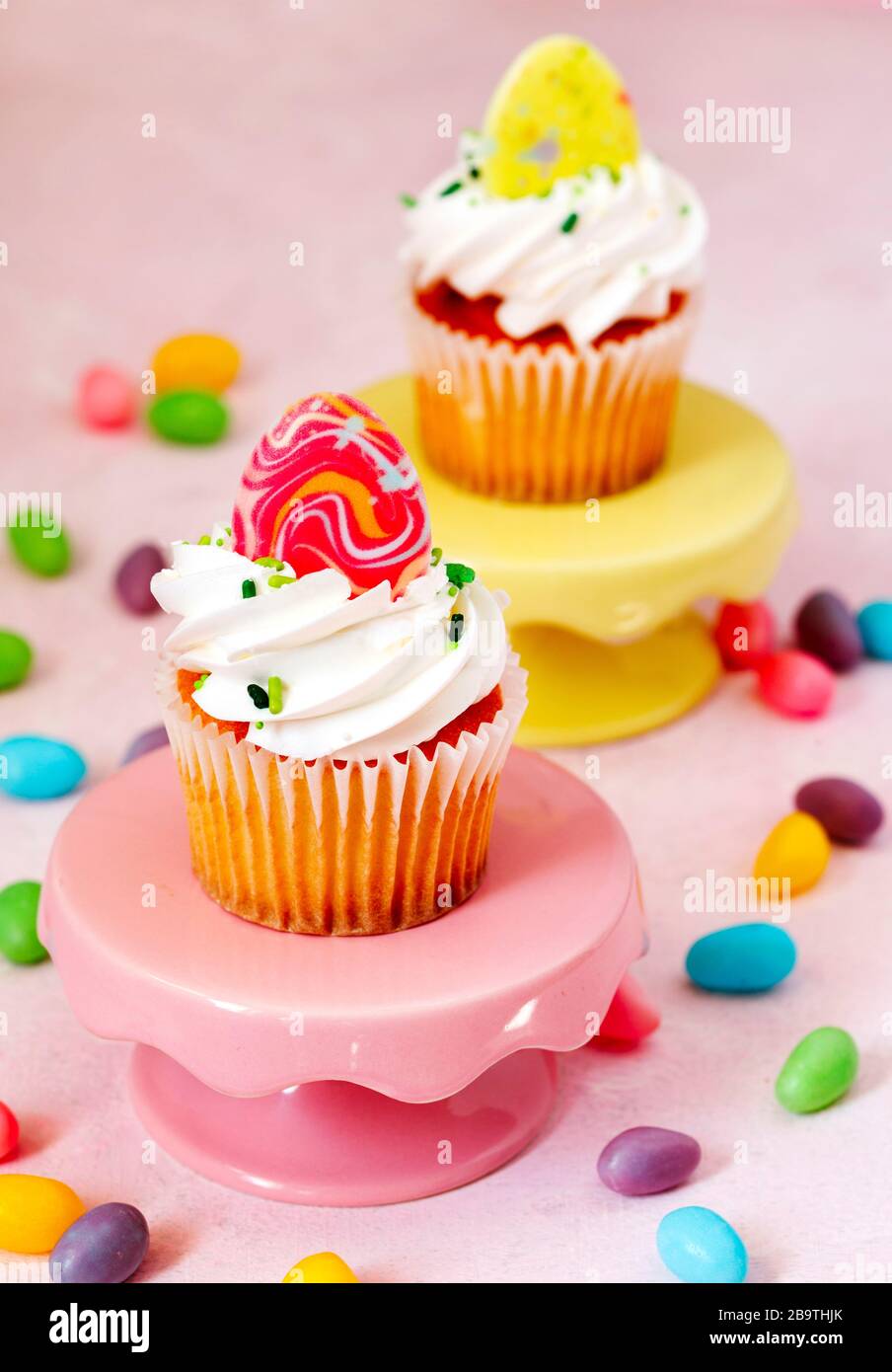 Easter cupcakes on a cake stand Stock Photo