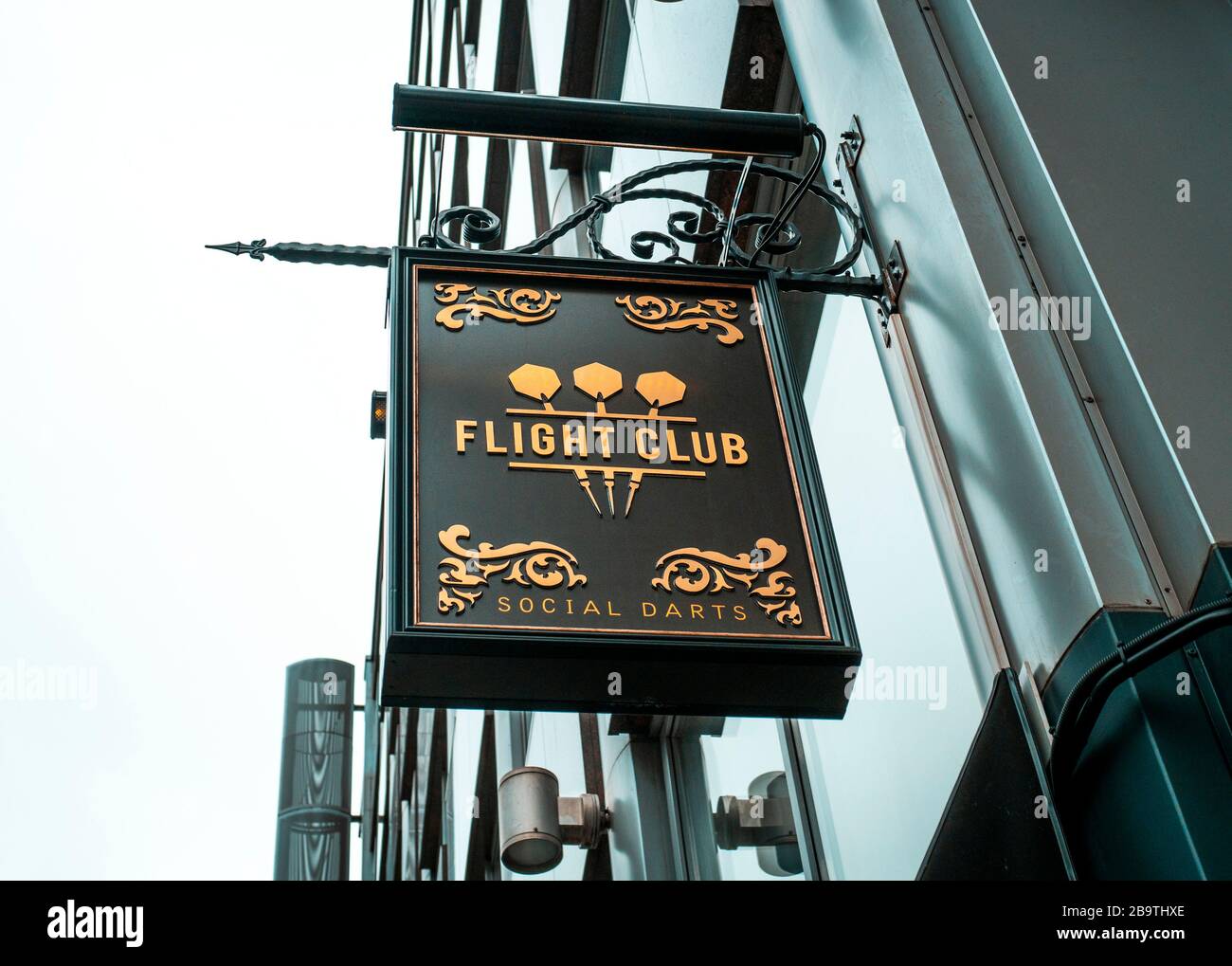 Flight Club, A chain of pubs where customers play Social Darts in groups, Founded in 2012 by Steve Moore and Paul Barham Stock Photo