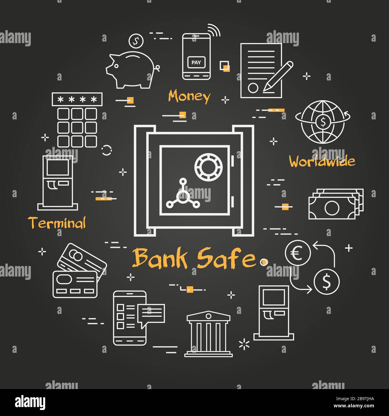 Vector black finance and banking concept bank safe Stock Vector Image