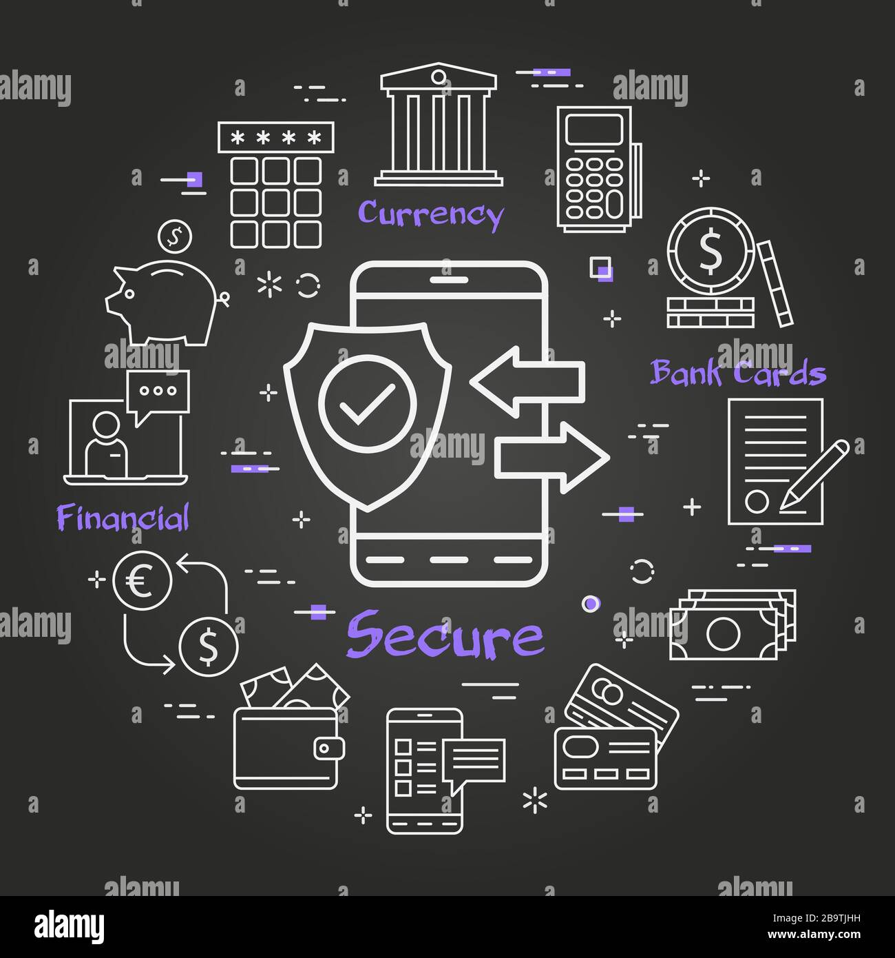 Vector black finance and banking safe operations concept Stock Vector