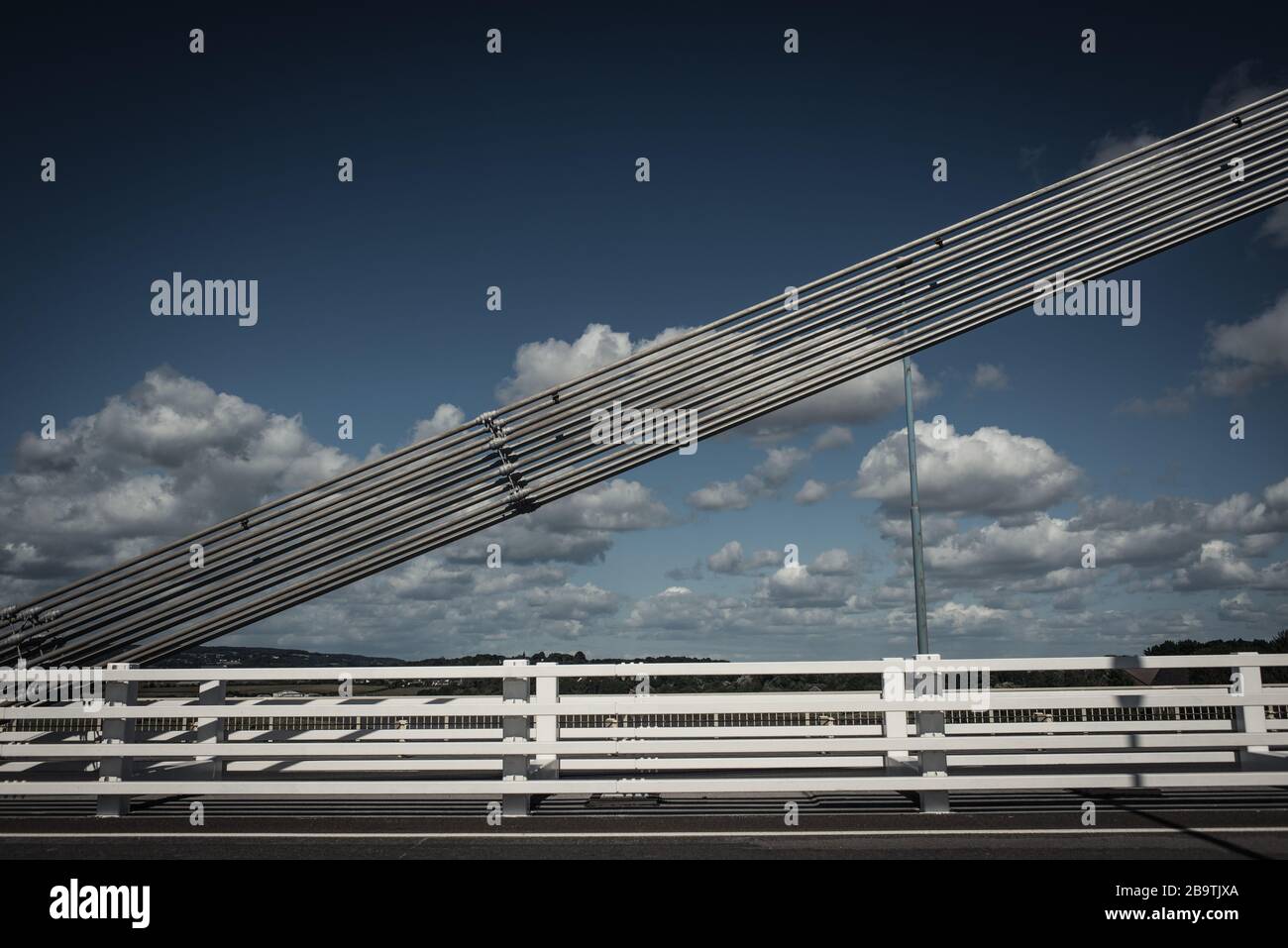 Steel cables supporting severn bridge Stock Photo