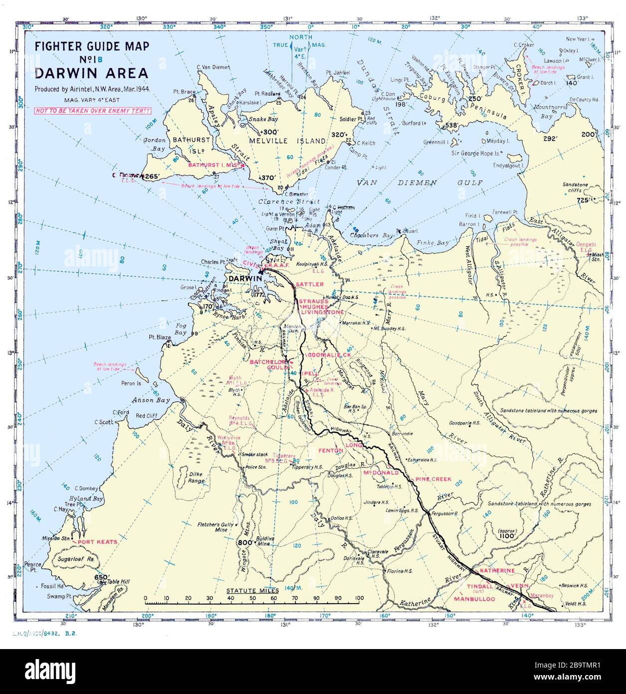 Map Of Darwin Area English: Fighter Guide Map No. 1B, Darwin Area, March 1944. Produced For  Air Defence Purposes By The Royal Australian Air Force. Downloaded From  Veterans Review Board Website Http://Www.vrb.gov.au/Service  Eligibility/Service.html; March 1944; Fighter