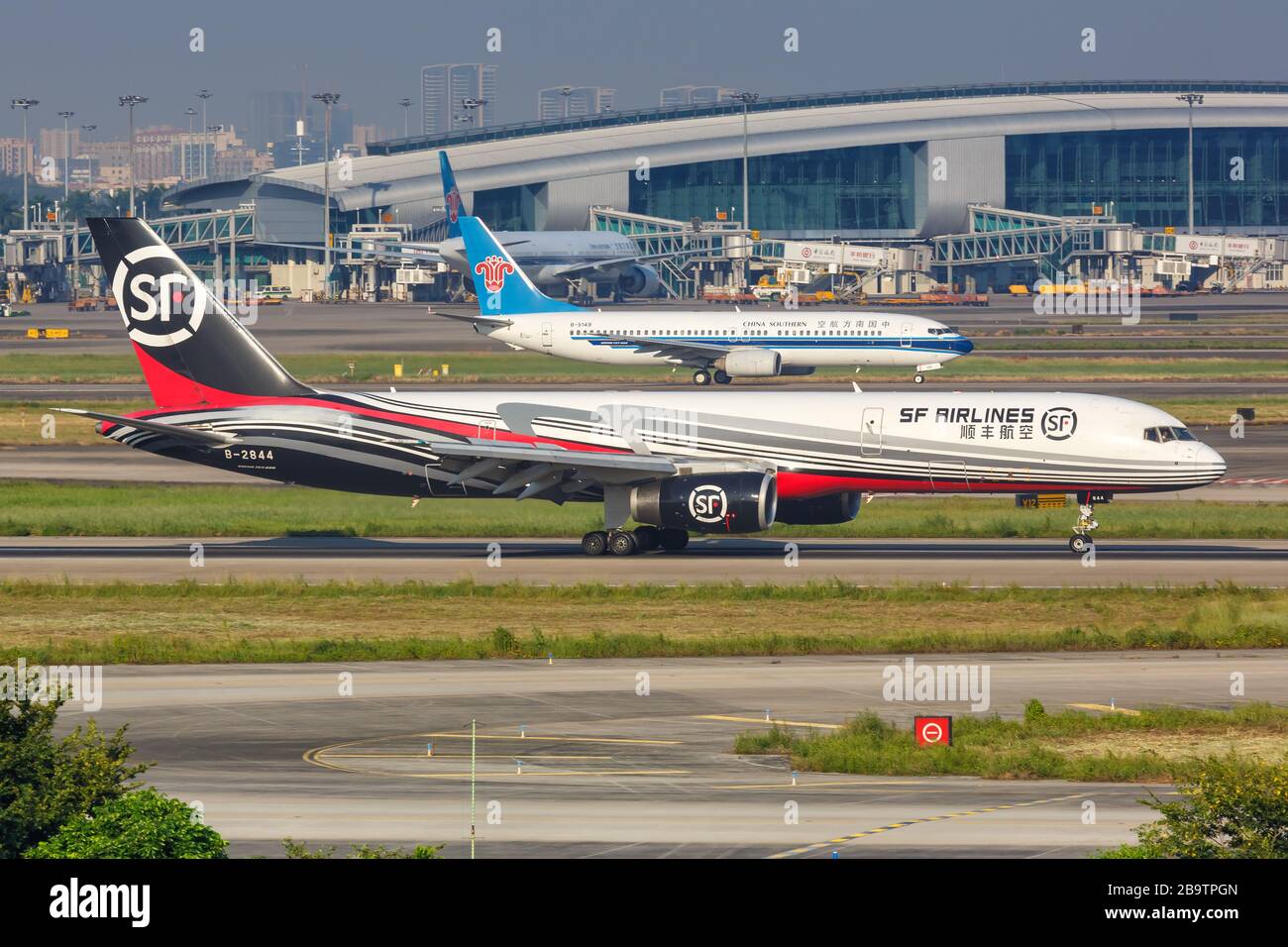 Guangzhou, China – September 24, 2019: SF Airlines Boeing 757-200F airplane at Guangzhou airport (CAN) in China. Boeing is an American aircraft manufa Stock Photo