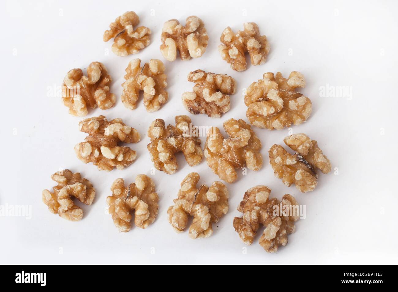 Walnuts against a white background Stock Photo