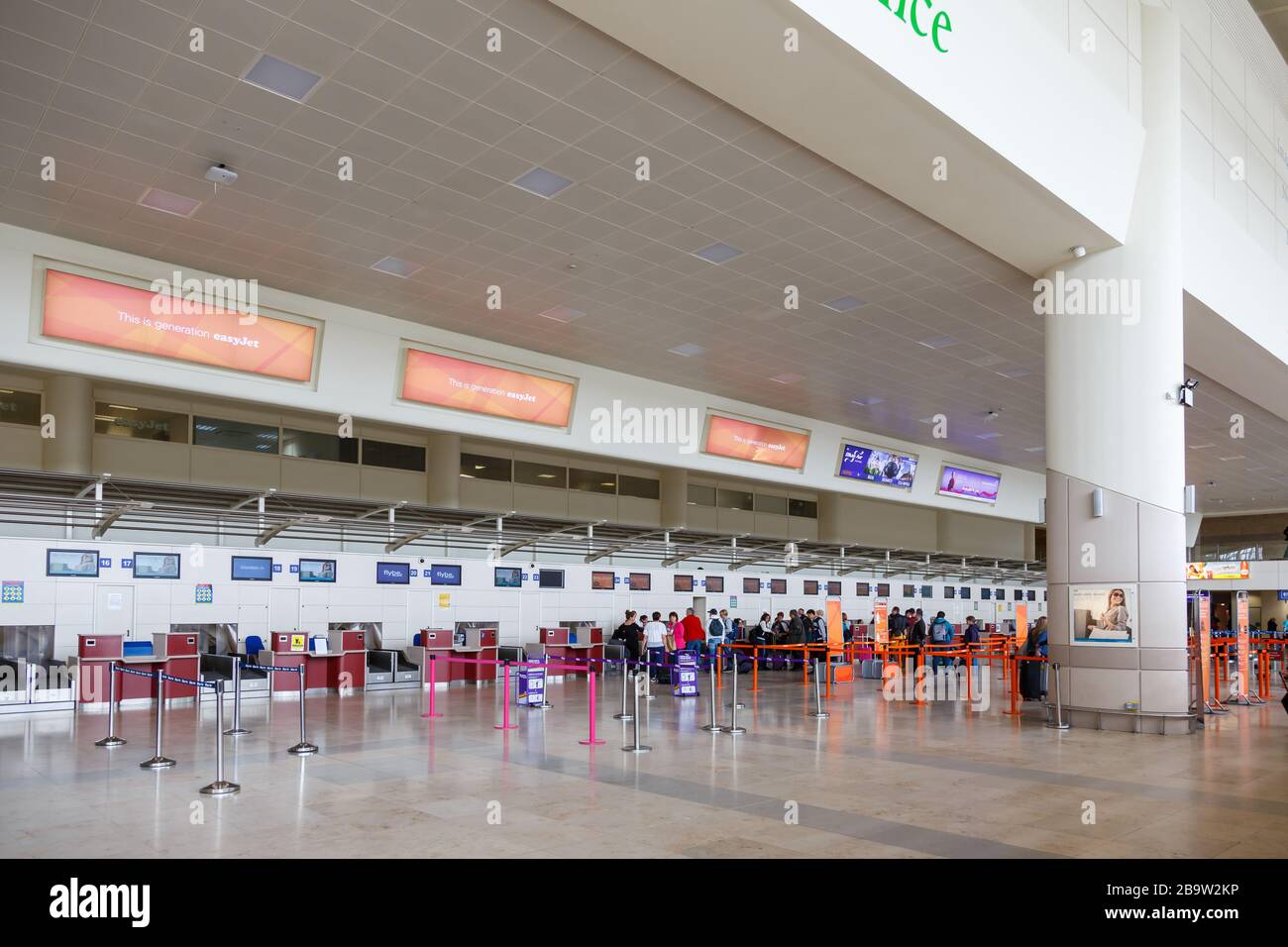 Liverpool, United Kingdom – August 14, 2017: Terminal of Liverpool John Lennon Airport (LPL) in the United Kingdom. Stock Photo