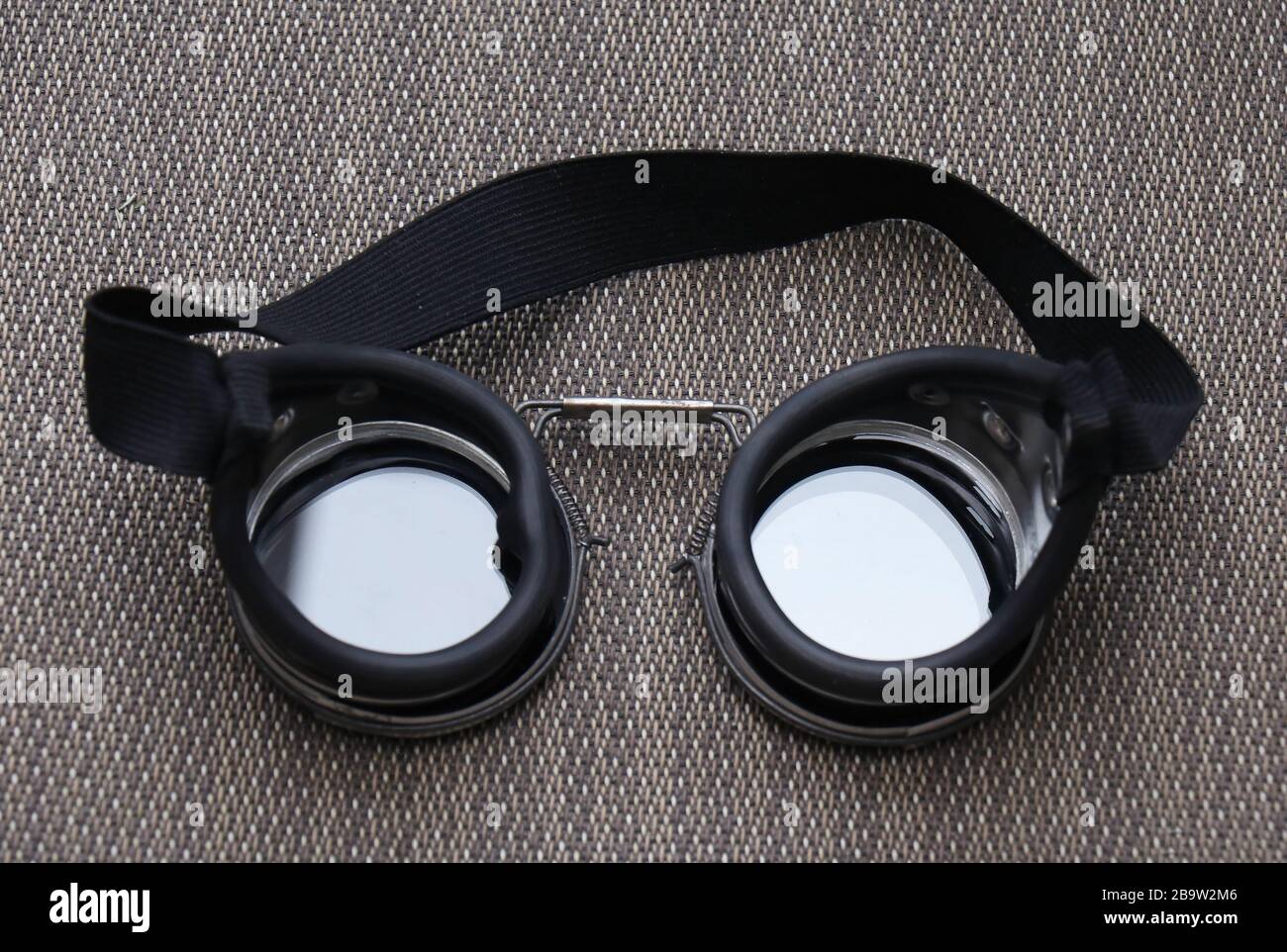Professional welding googles eye protection from inside Stock Photo