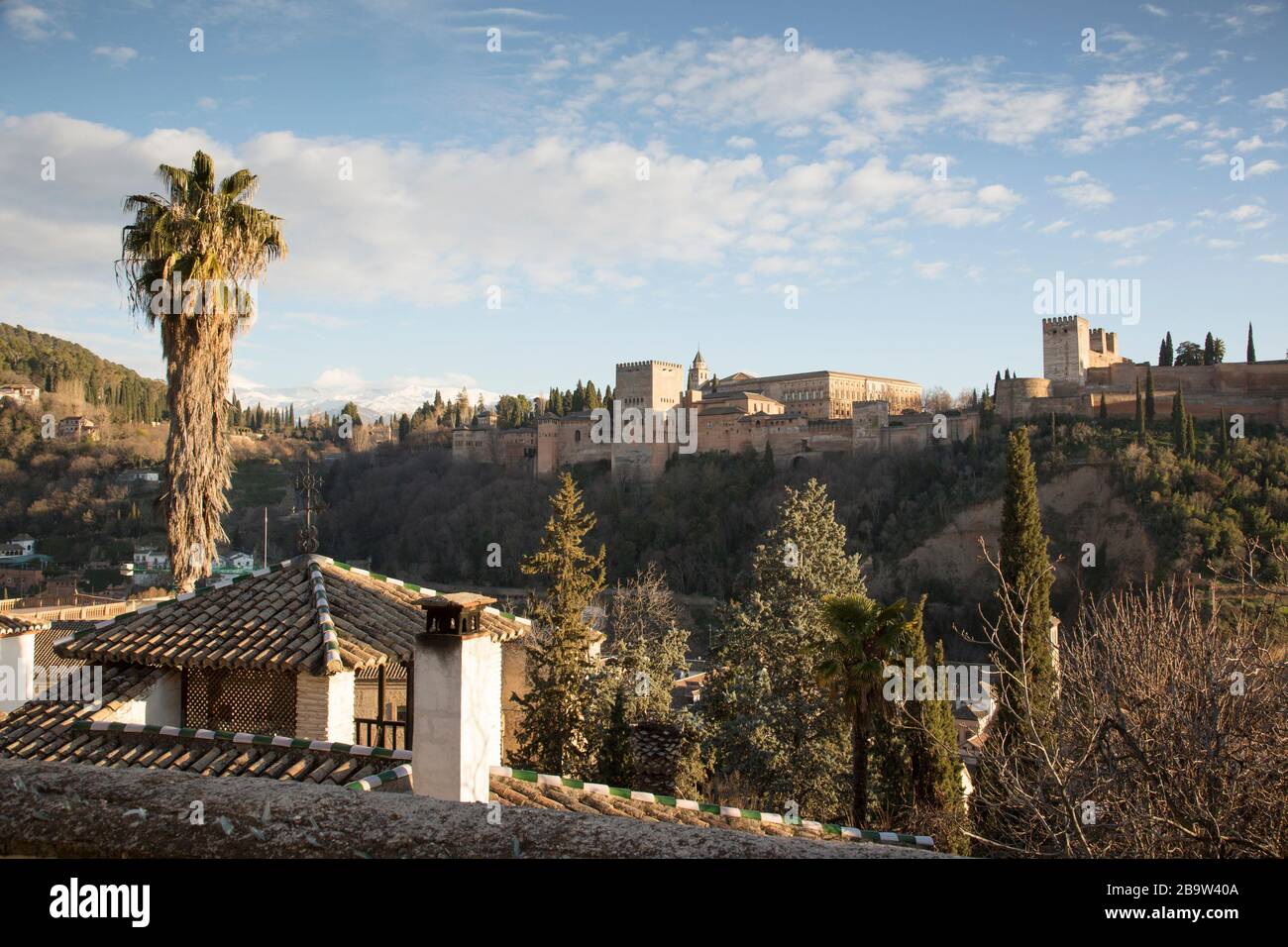 View of the Alhambra Palace from the Albaicin quarter of Granada, Andalusia, Spain Stock Photo