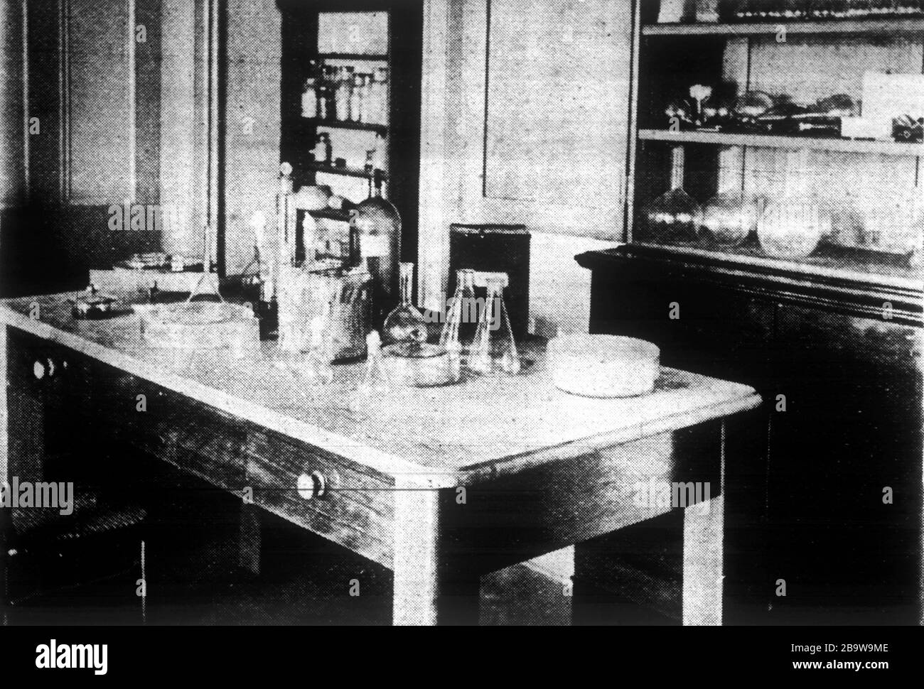 'English: Laboratory at the Queensland Stock Institute at Normanby Hill, Brisbane, Queensland, appearing in the The Queenslander newspaper for an article describing the new premises. Source Caption: IN THE LABORATORY.; 1900; The Queenslander (17 February 1900). The Stock Institute. The New Building. p. 312. Note: Associated article appears on p. 313.; Unknown author; ' Stock Photo