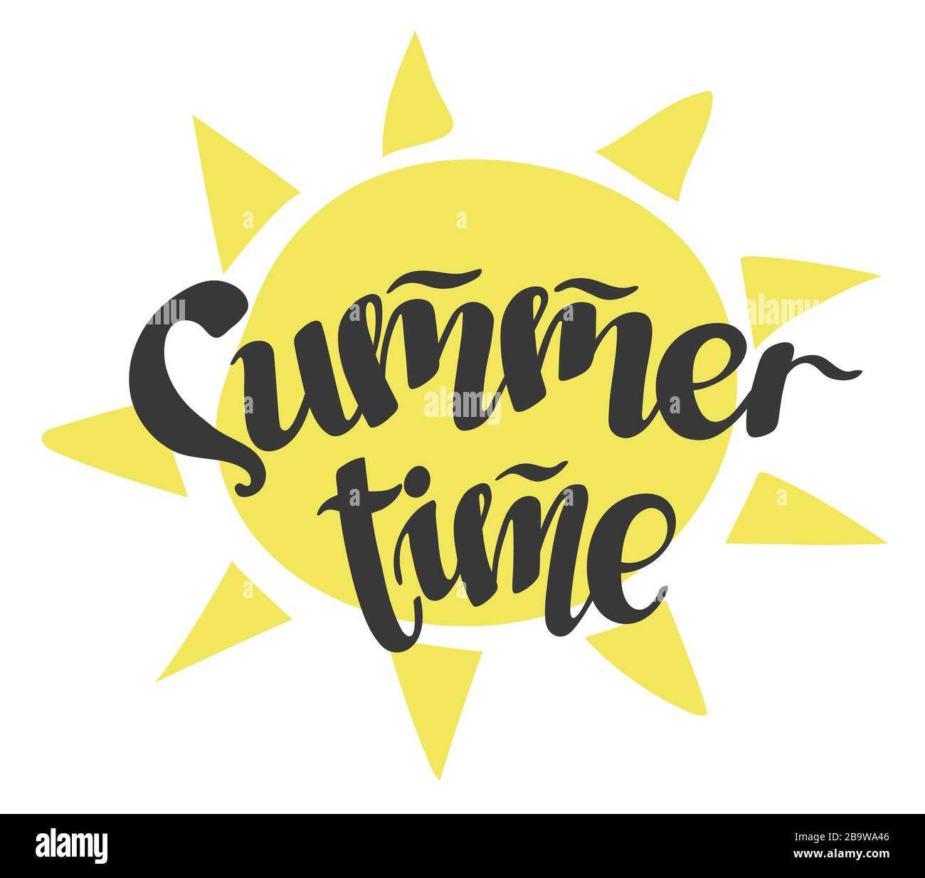 - Summertime - lettering calligraphy decorated with a sun symbol on the ...