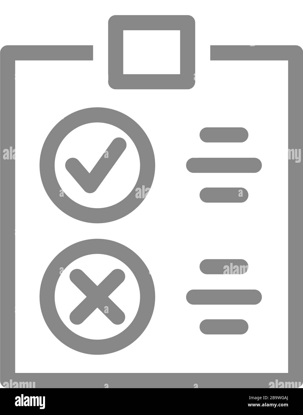 Clipboard with tick and cross checkmarks line icon. Questionnaire for evaluating service, correct and incorrect, rating symbol Stock Vector