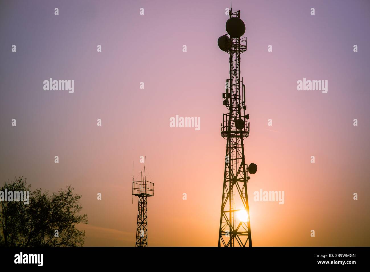5G radio transmitting tower with antennas for coverage Stock Photo Alamy