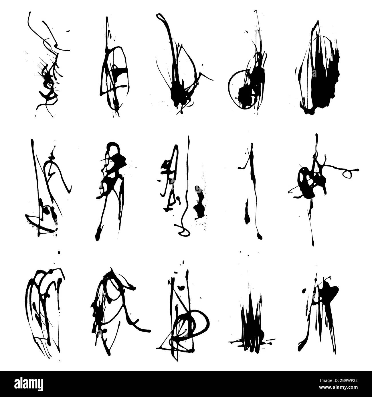 Ink Slashes Elegant vector set of ink splashes blots splatter collection. Grunge ...