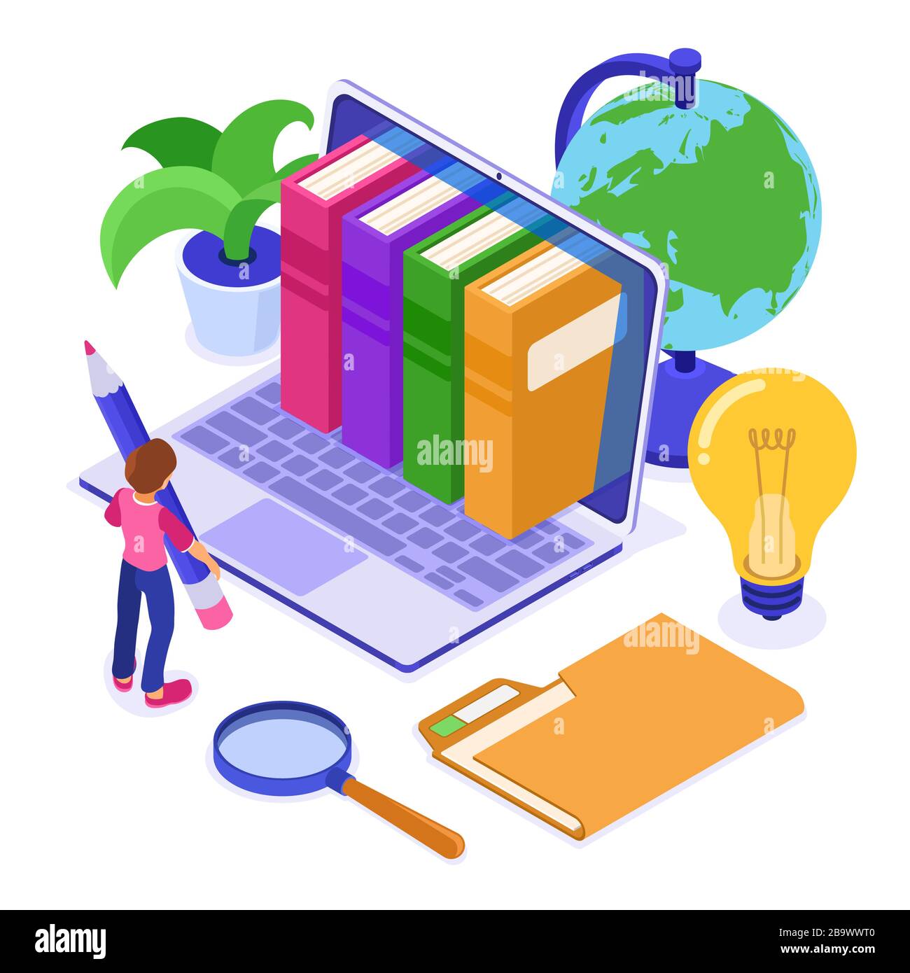 Online distance education from home Stock Vector