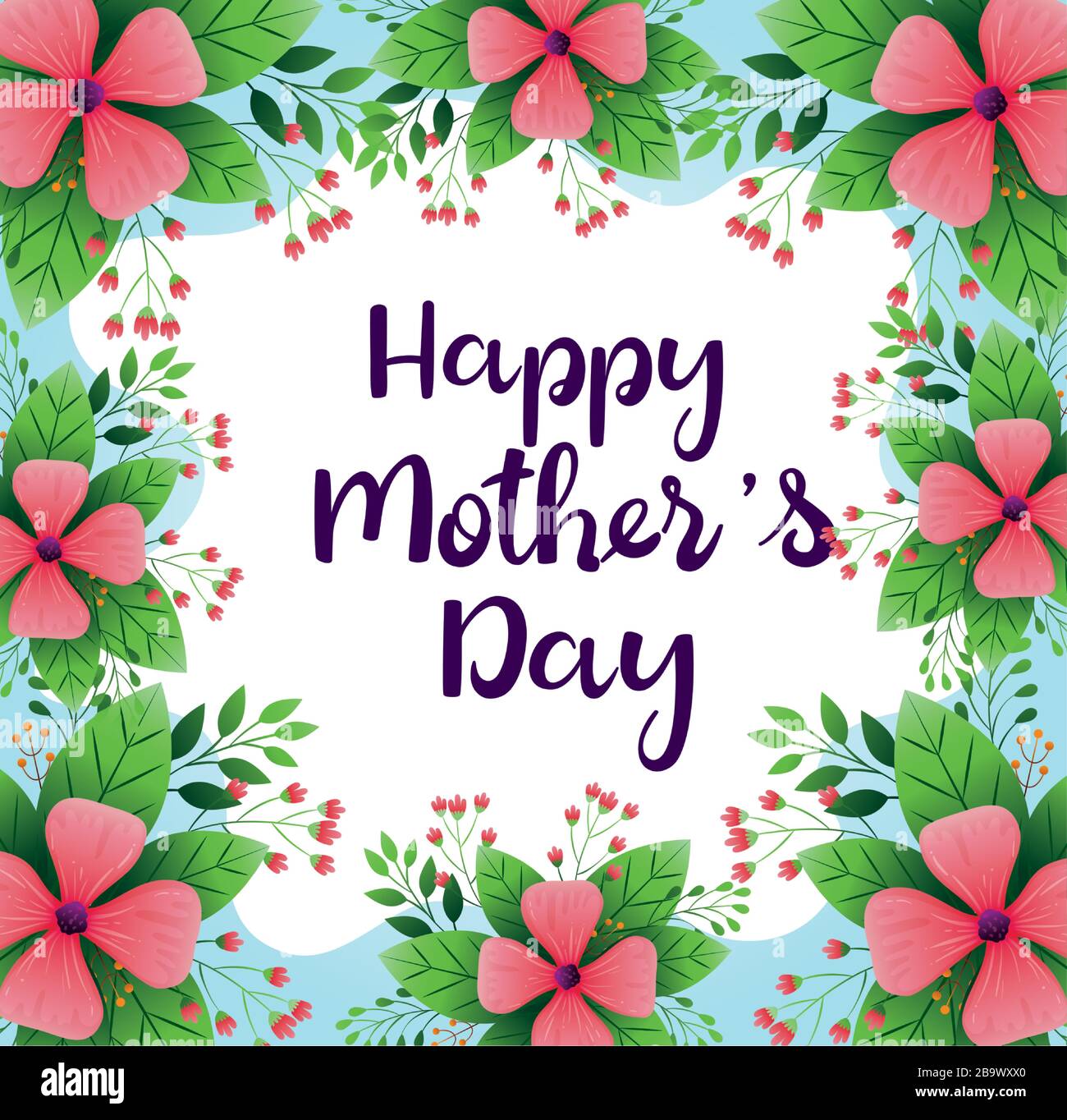 happy mother day card with frame of flowers decoration Stock Vector ...
