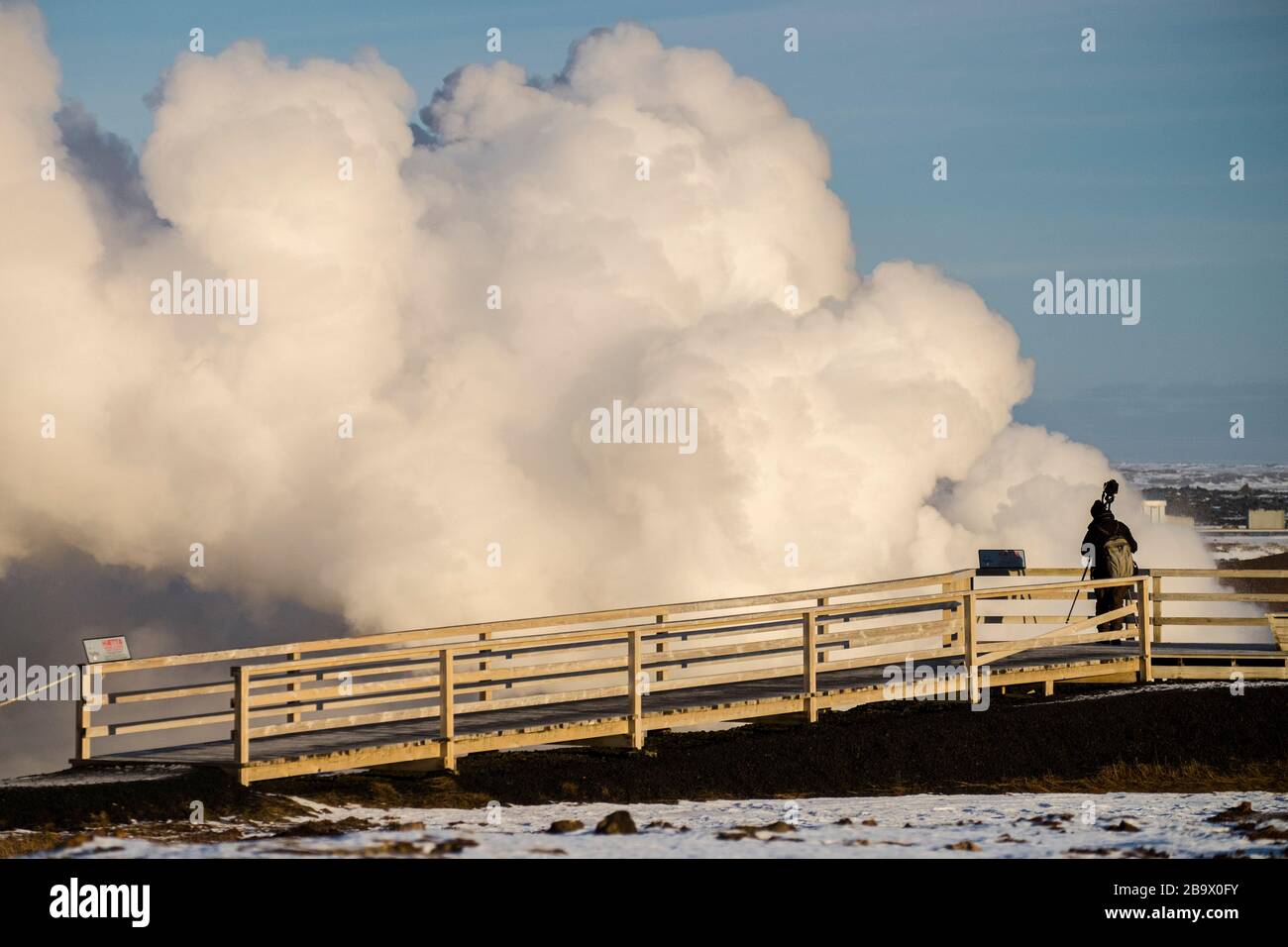 Gunnuhver hot spring close to geothermal icelandic Power plant of Reykjanes. Iceland Stock Photo