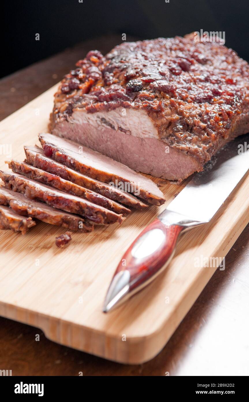 A sliced passover beef brisket Stock Photo Alamy