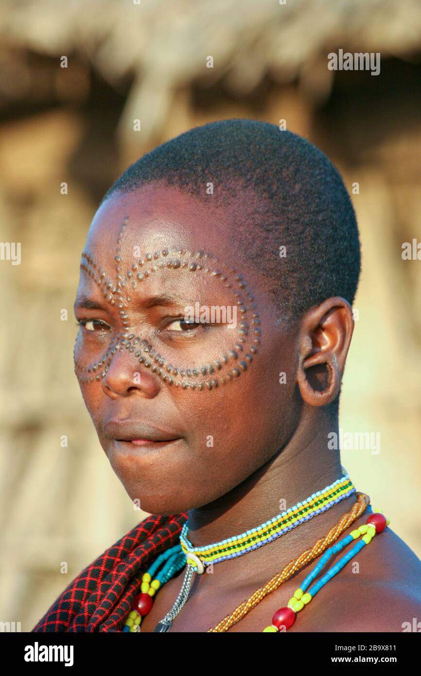 Portrait of a Datooga woman Photographed in Lake Eyasi Tanzania Stock Photo