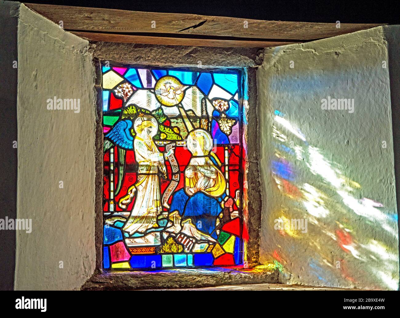 Stained Glass window at Partrishow Church deep in the Black Mountains ...