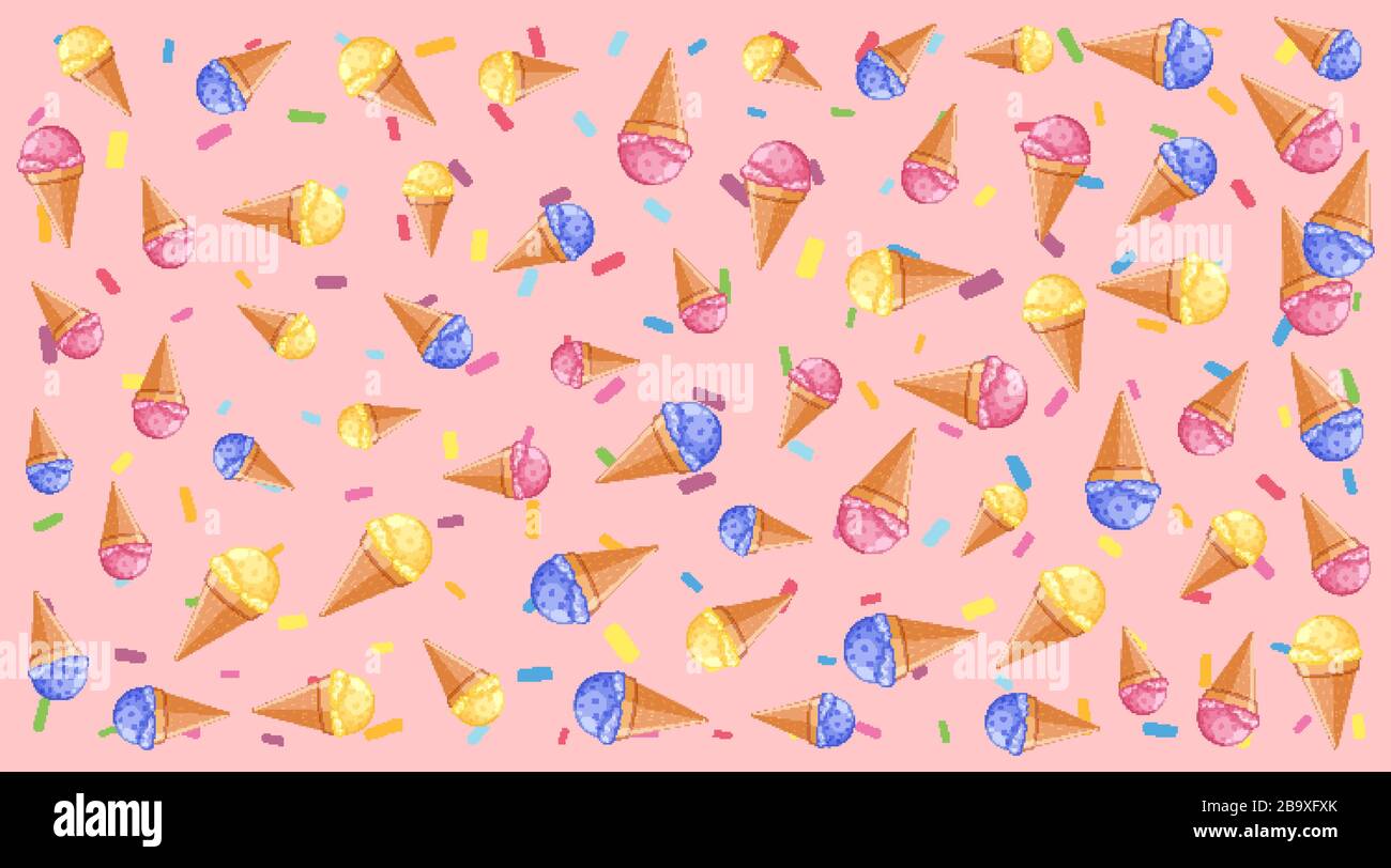 Seamless background pattern with ice cream illustration Stock Vector ...