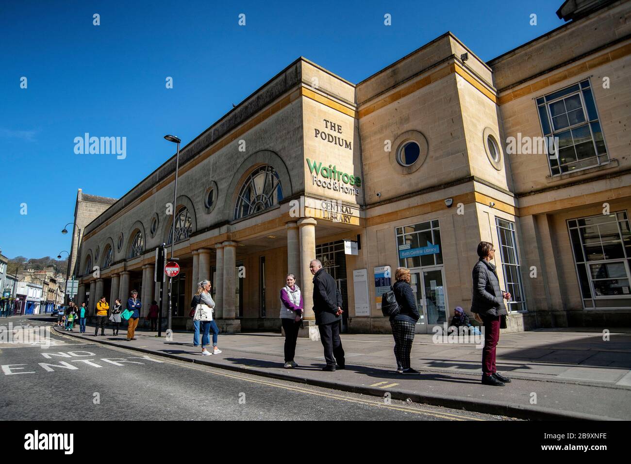 People Queue Outside A Waitrose Supermarket In Bath Somerset After The Uk Government Announced Strict Restrictions To Try And Control Coronavirus Stock Photo Alamy