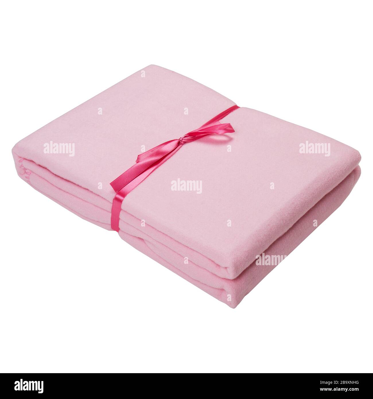 Stack of folded pink cloth isolated on white background Stock Photo