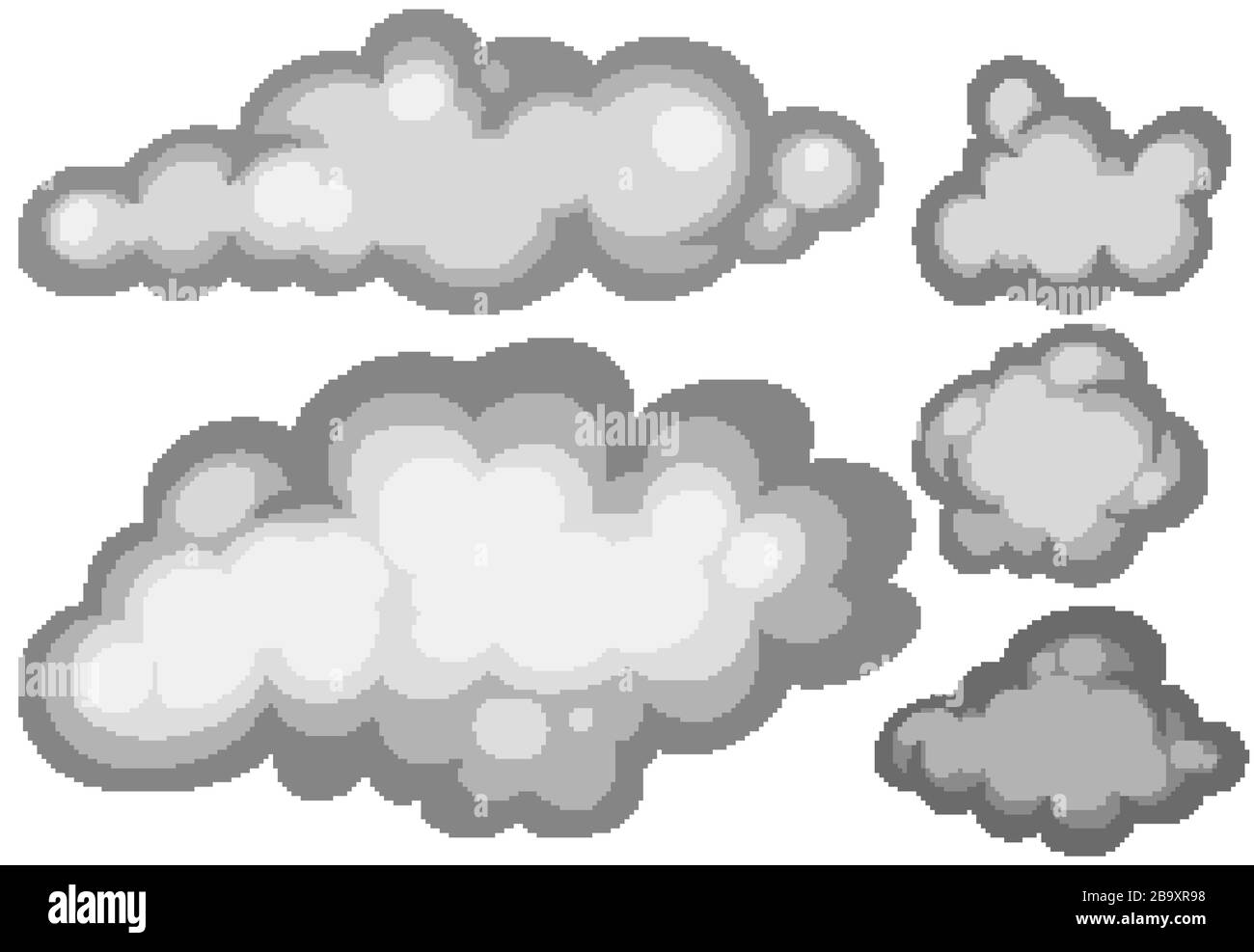 Set of gray clouds on white background illustration Stock Vector Image