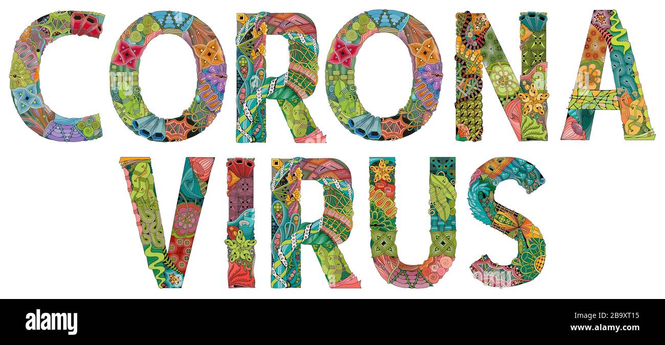 CORONA VIRUS. Vector zentangle object for decoration Stock Vector