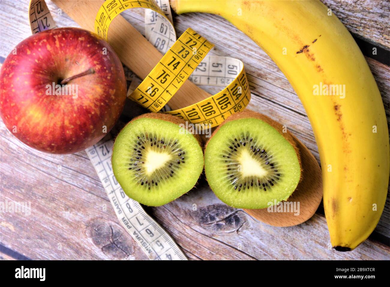 fruit and vegetable diet and vegetable food kiwi banana apple Stock