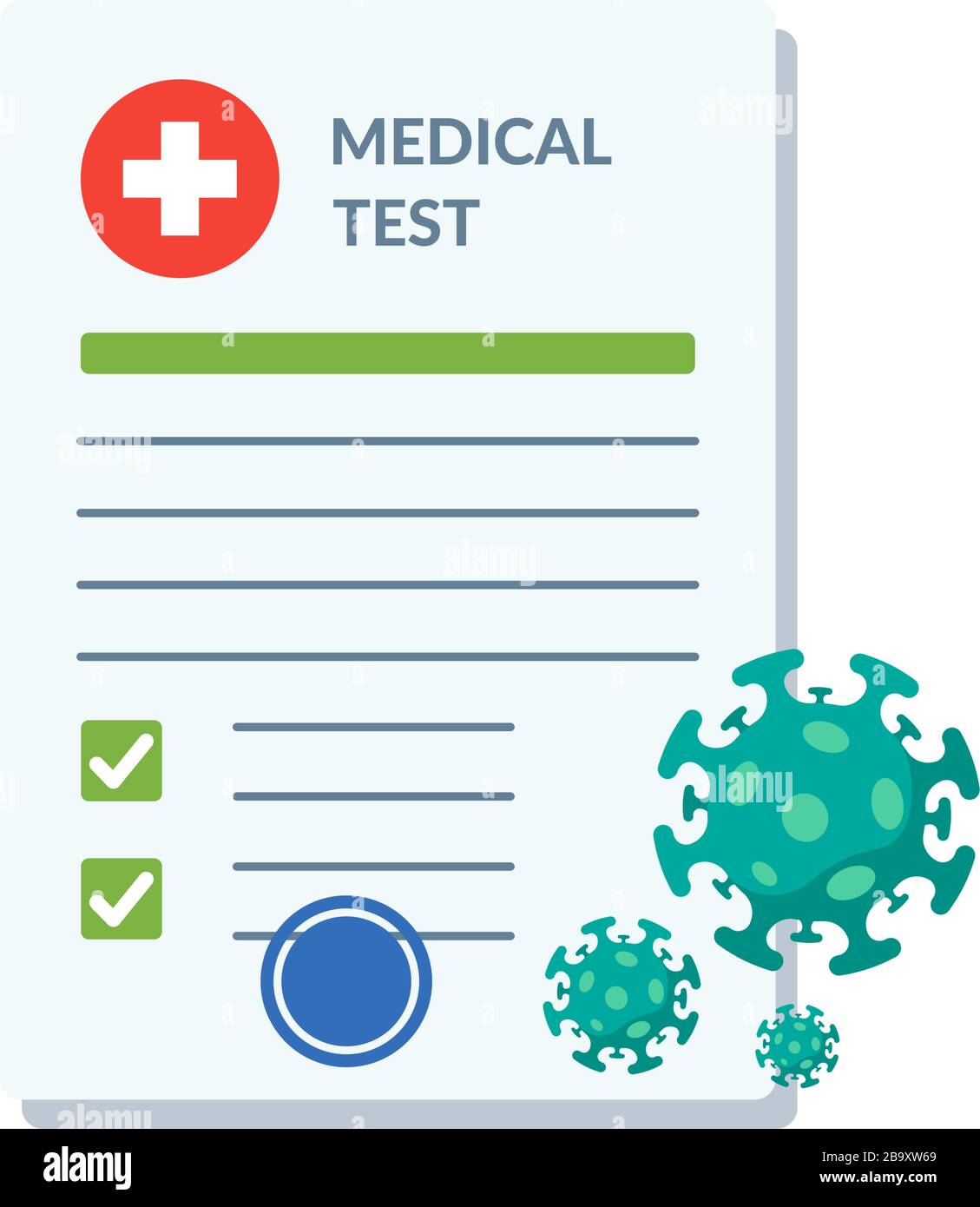 Medical lab analysis form list with COVID19 coronavirus test results