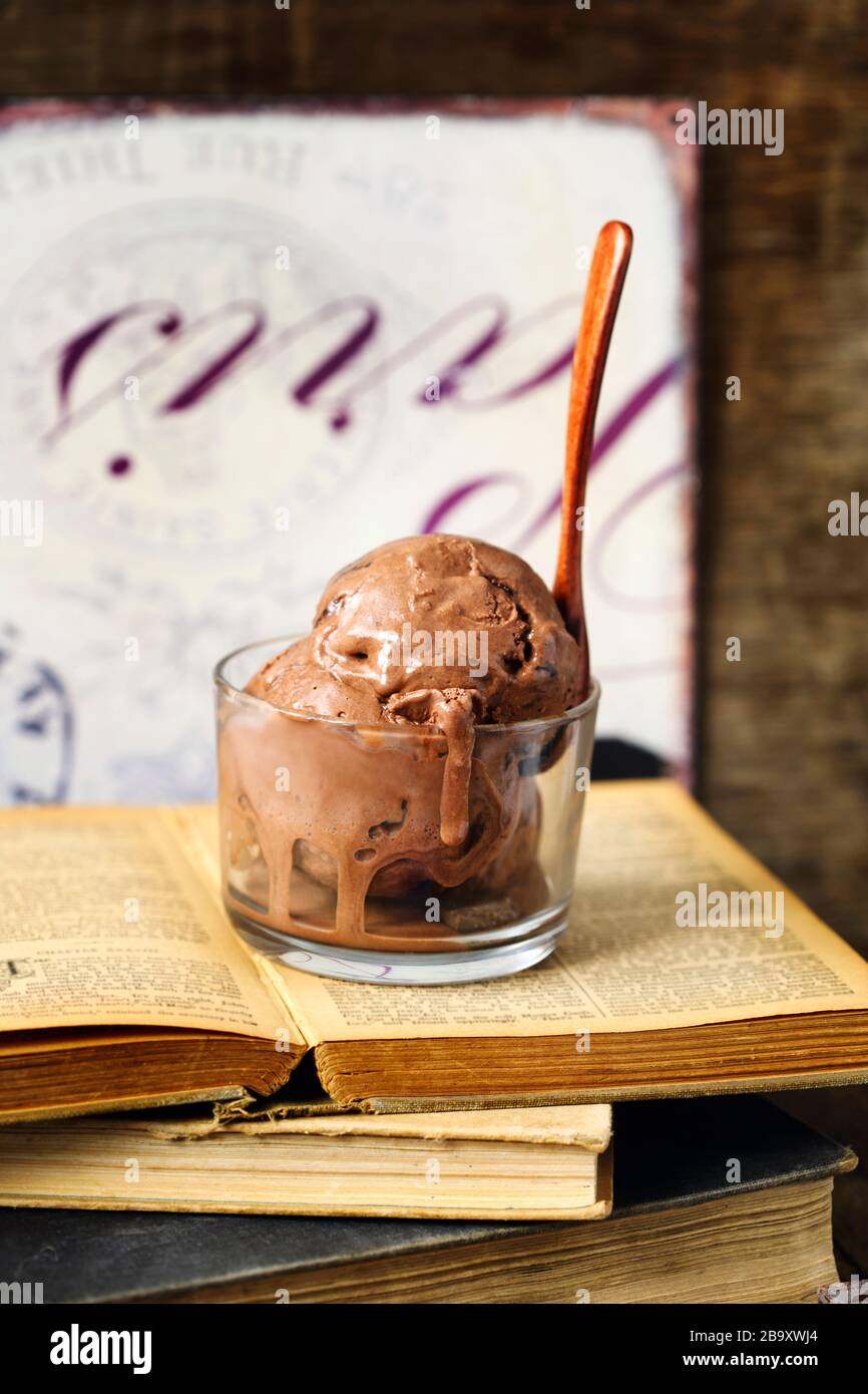 Chocolate ice cream in glass cup Stock Photo Alamy