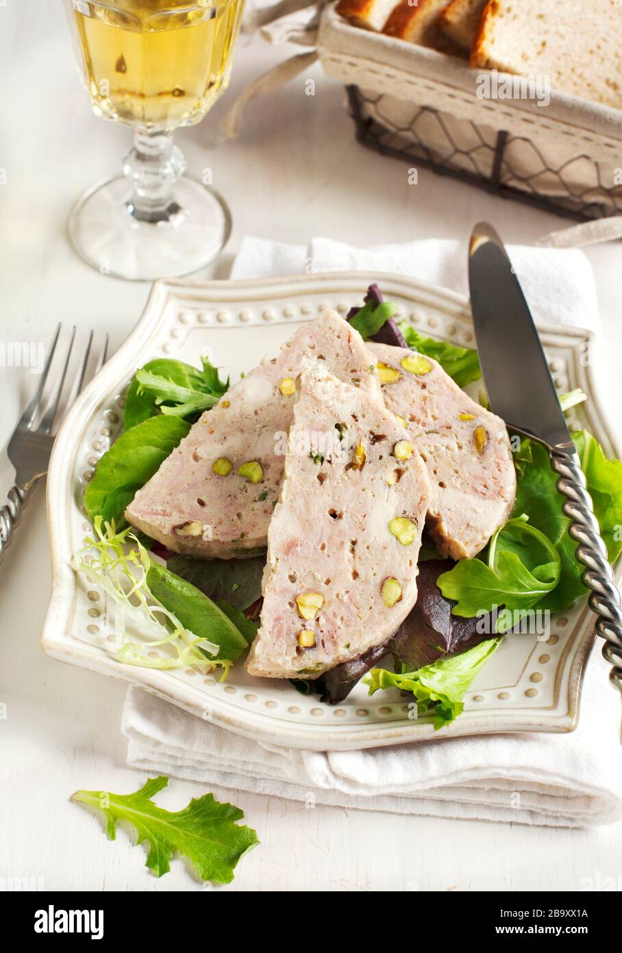 Chicken terrine with pistachios Stock Photo Alamy