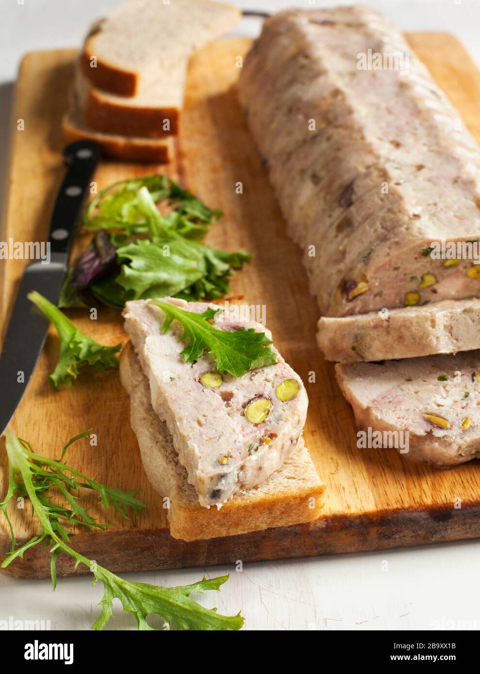 Chicken terrine with pistachios Stock Photo Alamy