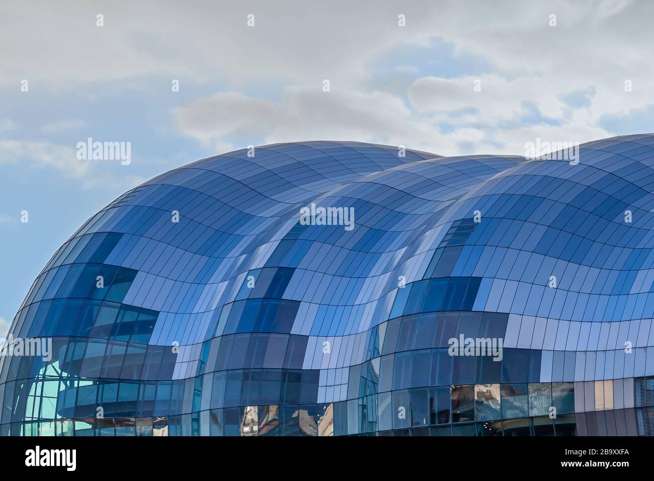 Newcastle, England - November 10 2019: The rooftop glass structure of the Gateshead Sage concert venue on the south bank of the River Tyne in Newcastle Upon Tyne Stock Photo