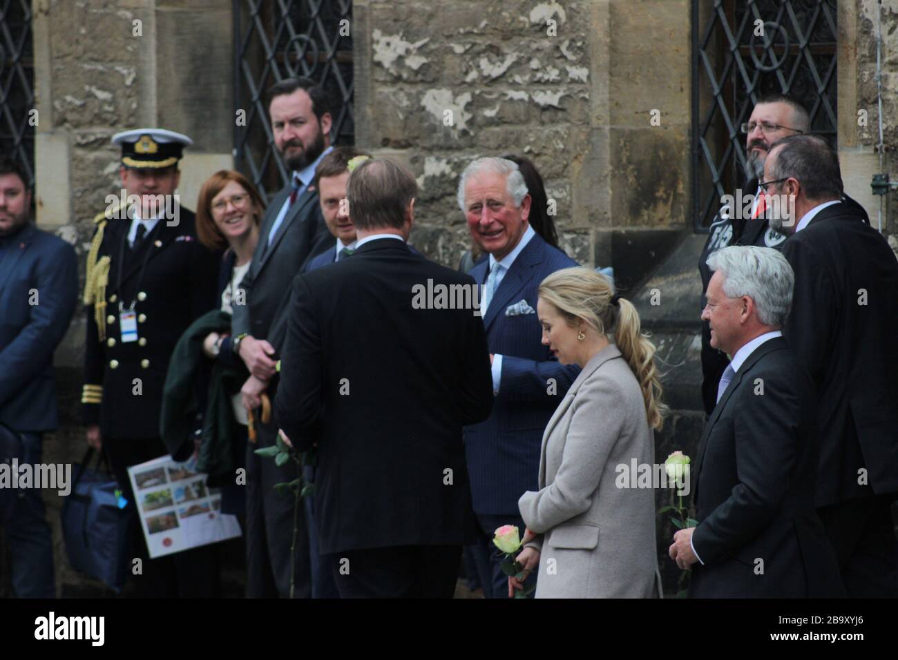 Staatsbesuch des englischen Thronfolgers Prinz Charles - Prinz von Wales und seiner Gattin Camilla, Duchess of Cornwall (Camilla Parker Bowles) in Lei Stock Photo