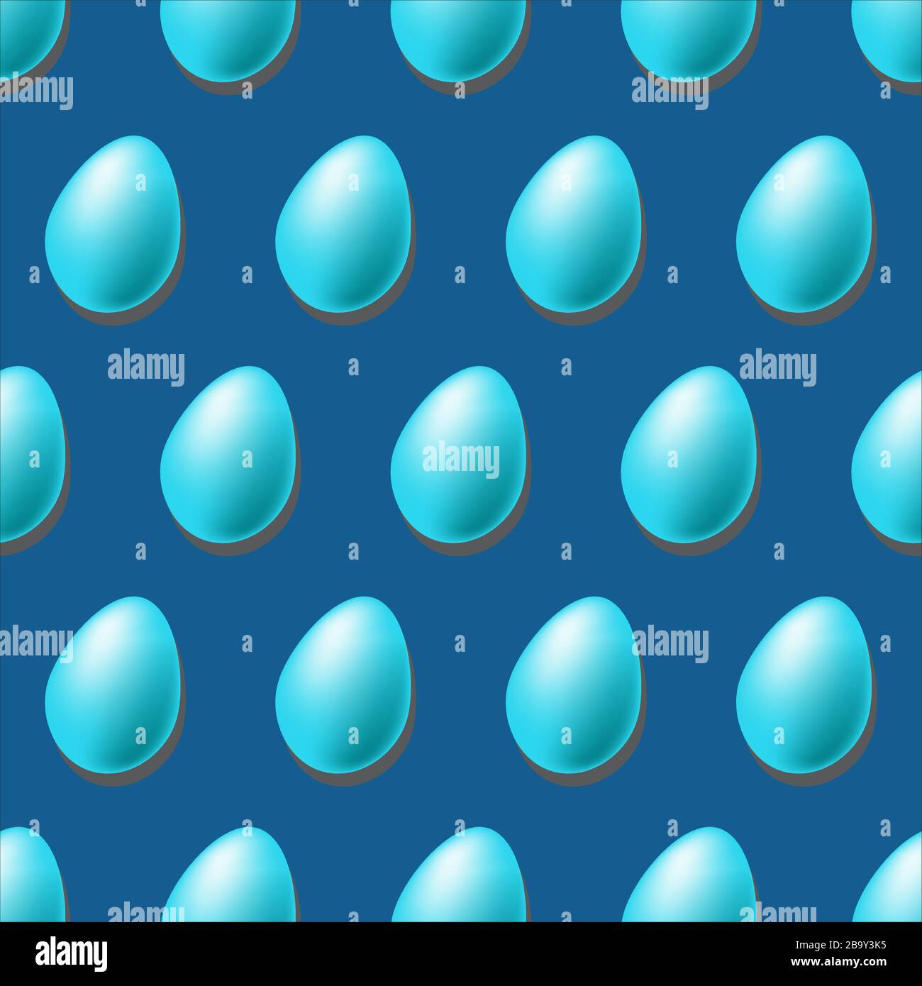 Multi-colored Easter eggs with hard shadows on a blue background Stock Vector