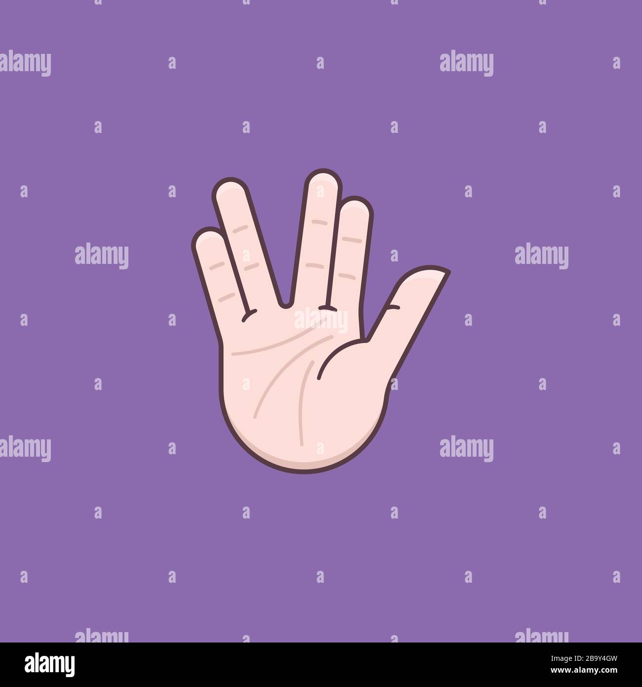 Vulcan salute hand gesture vector illustration for First Contact Day on April 5th. Science Fiction appreciation symbol. Stock Vector