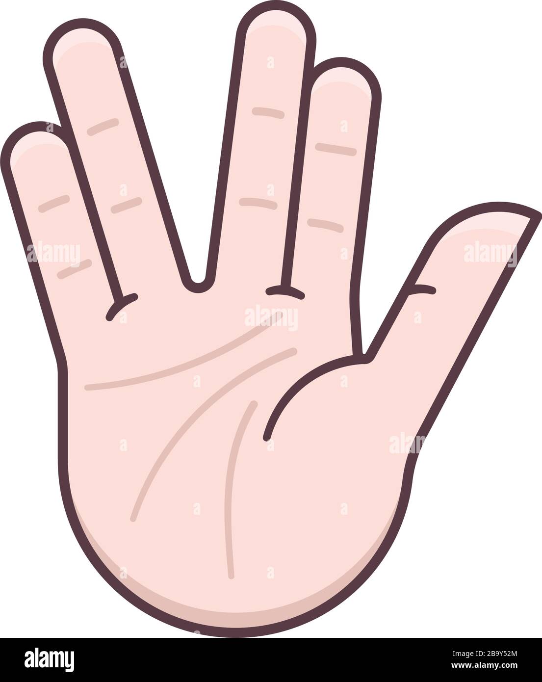 Vulcan salute hand gesture isolated vector illustration for Star Trek First Contact Day on April 5th. Science Fiction appreciation symbol. Stock Vector