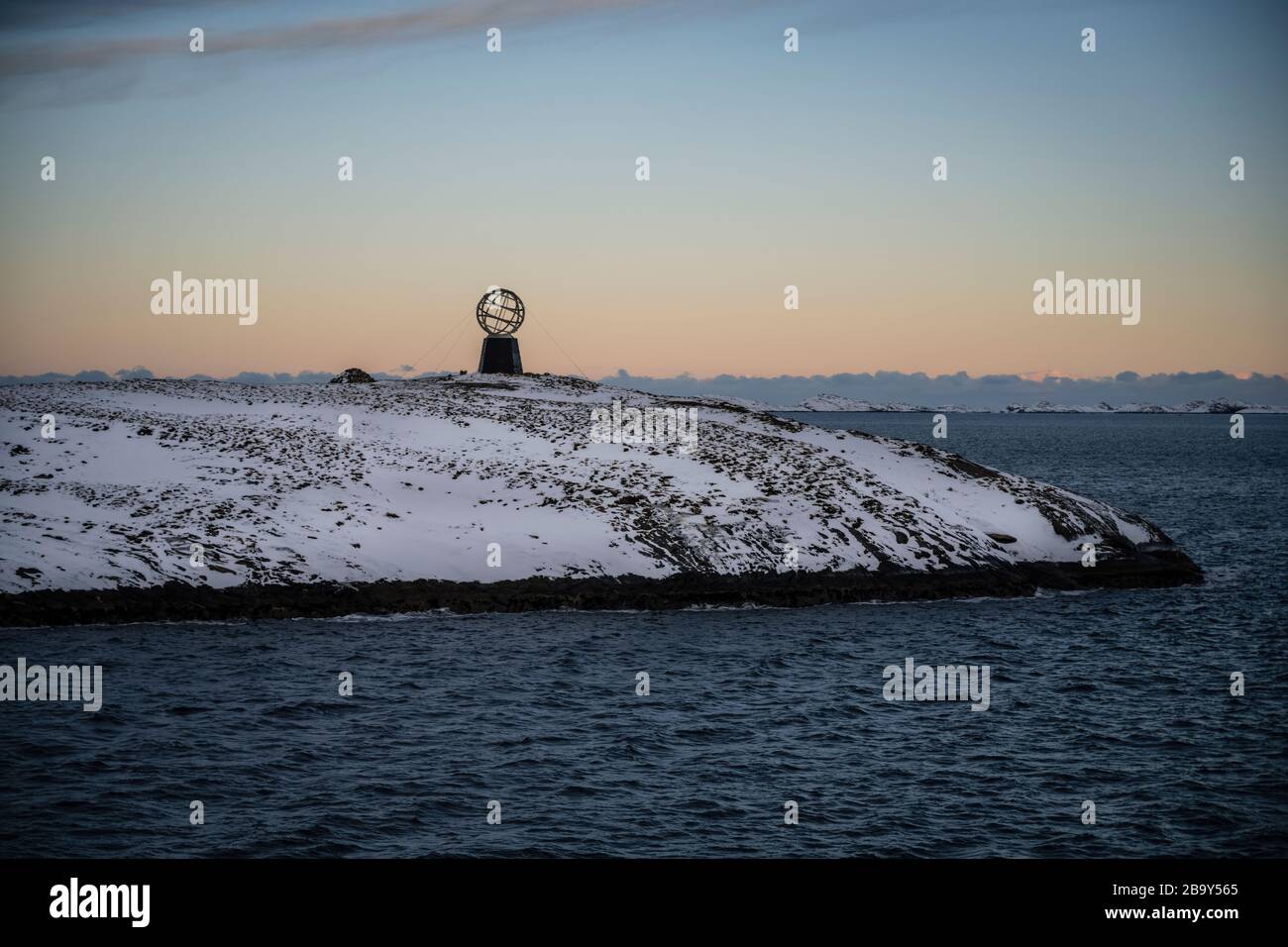 Arctic circle globe at Vikingen, Rødøy Municipality, Norway. Stock Photo