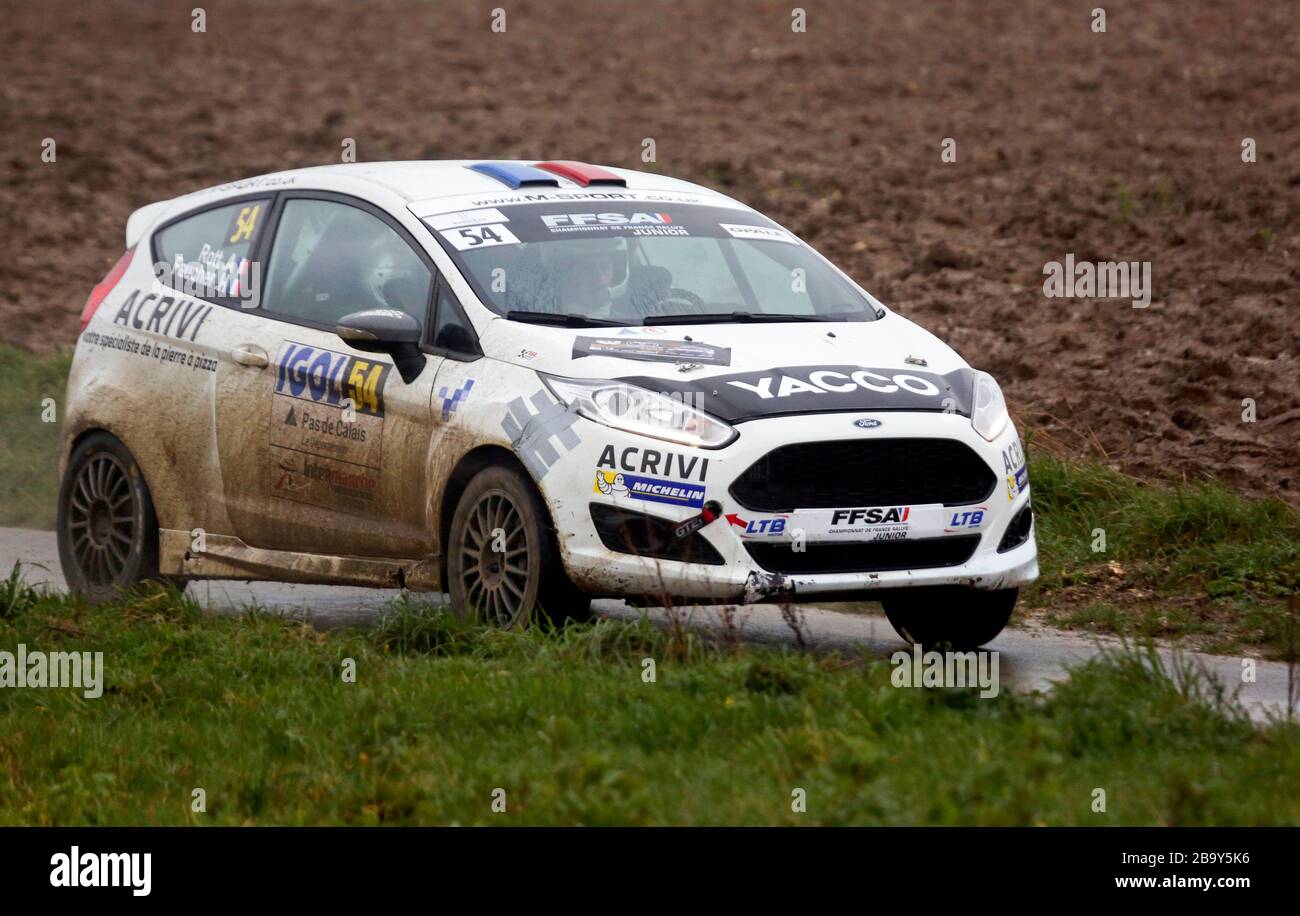 14 March 2020. Saint Denoeux, Pas de Calais, France. Rallye du Touquet. The 60th Rally du Touquet winds its way through the French countryside. The Ra Stock Photo