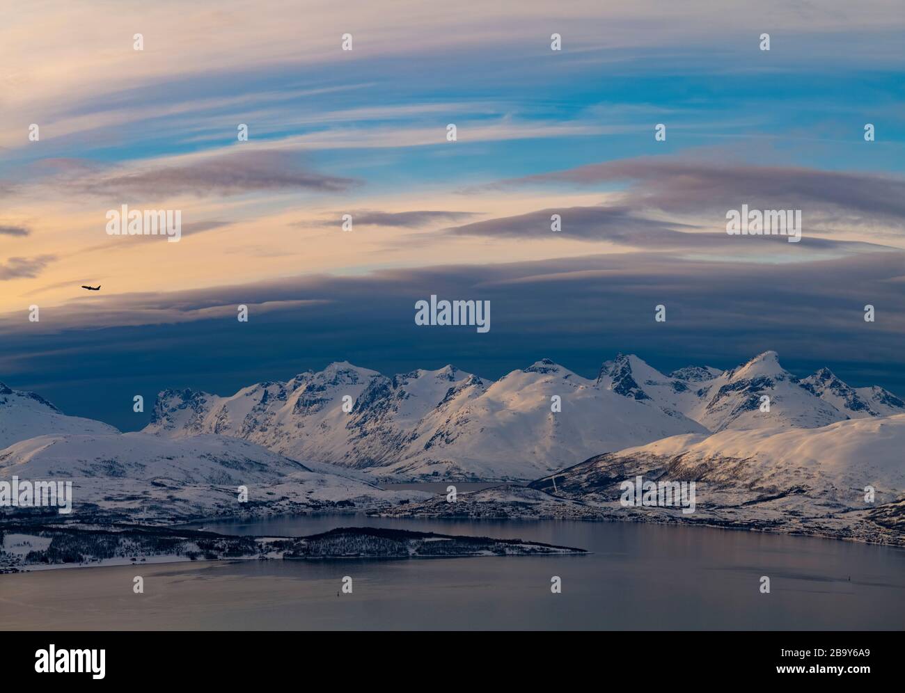 Evening light in winter, Tromso, Norway Stock Photo