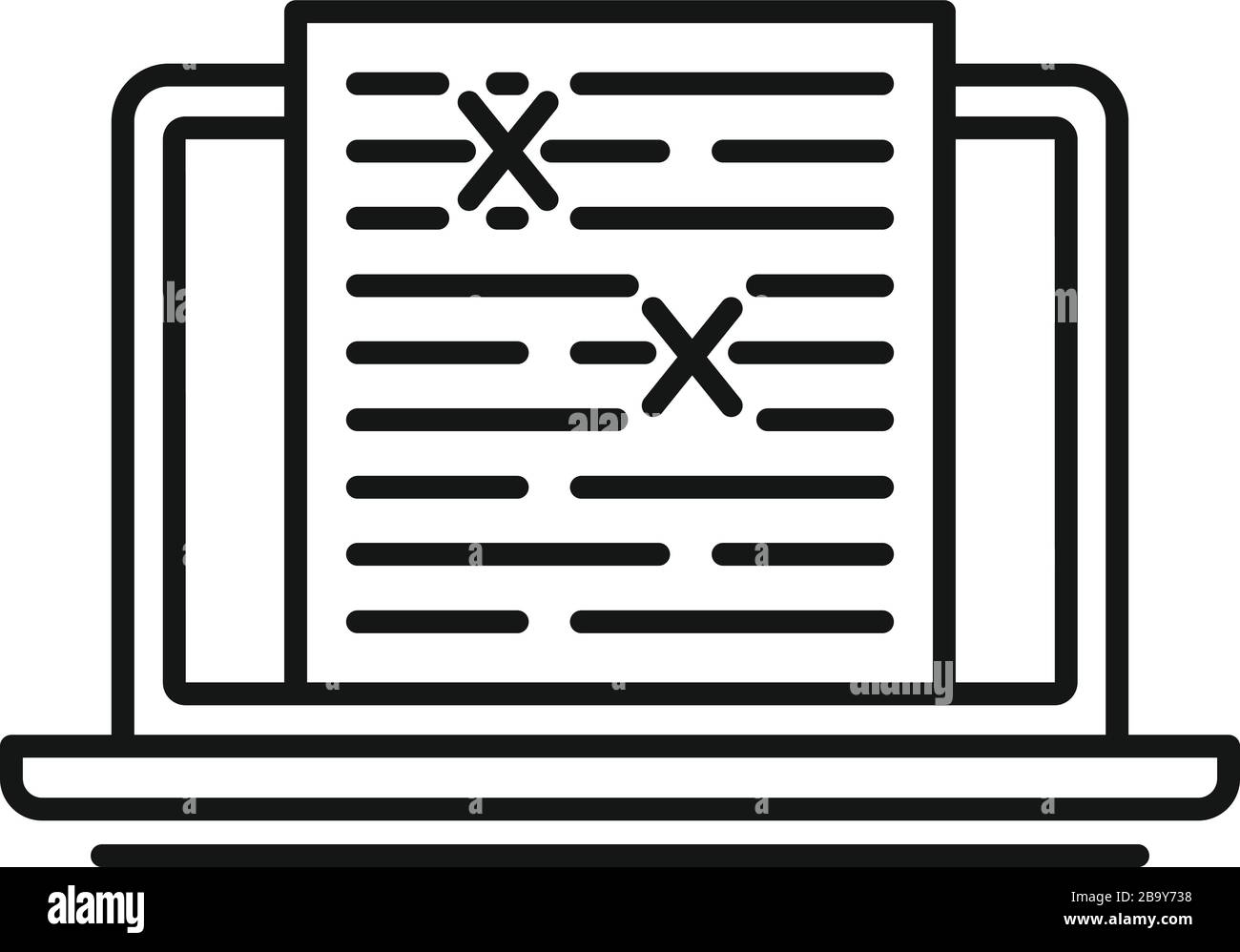 Review laptop editor icon. Outline review laptop editor vector icon for
