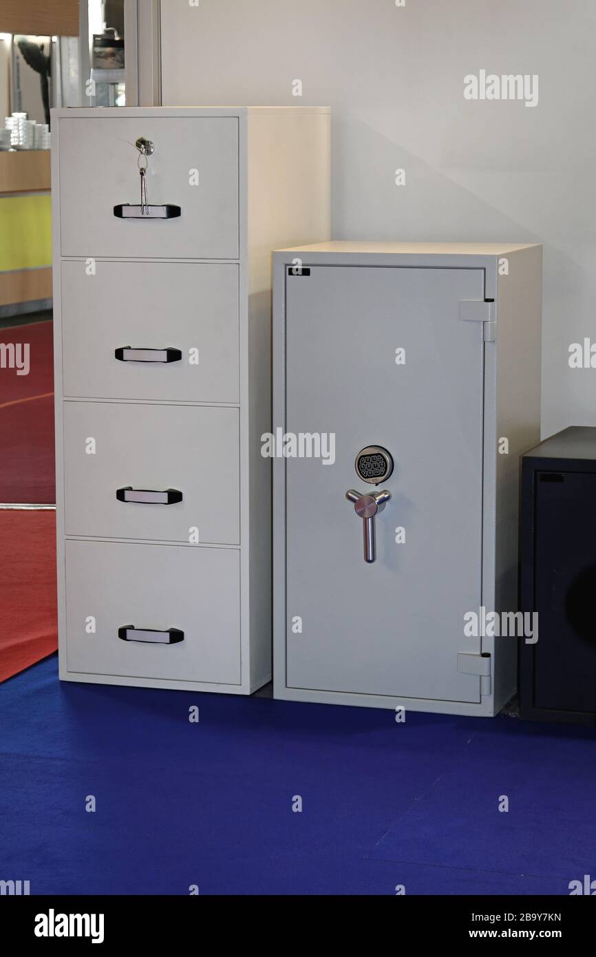 Big Safety Deposit Box and Steel Drawers Stock Photo Alamy
