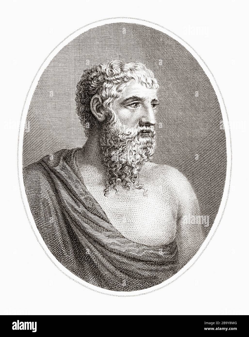Aristophanes, c. 446 – c. 386 BC.  Ancient Greek comic playwright.  After a work by Dutch artist Willem van Senus, 1773 - 1851. Stock Photo